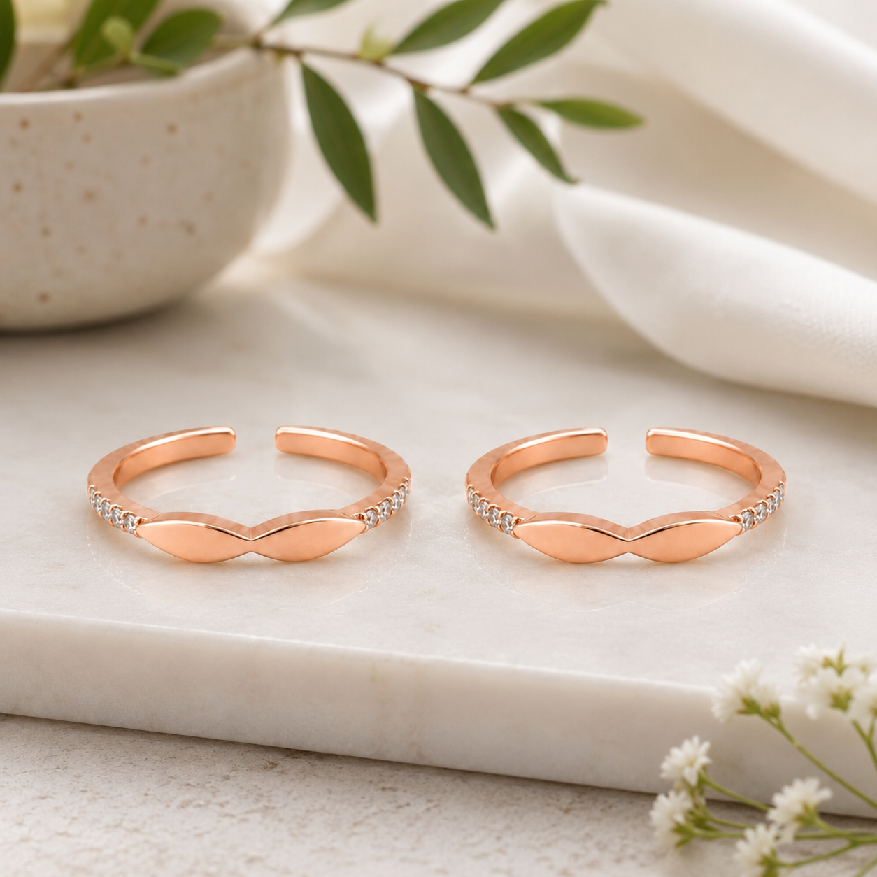 Marquise Infinity Adjustable Rose Gold Toe Rings