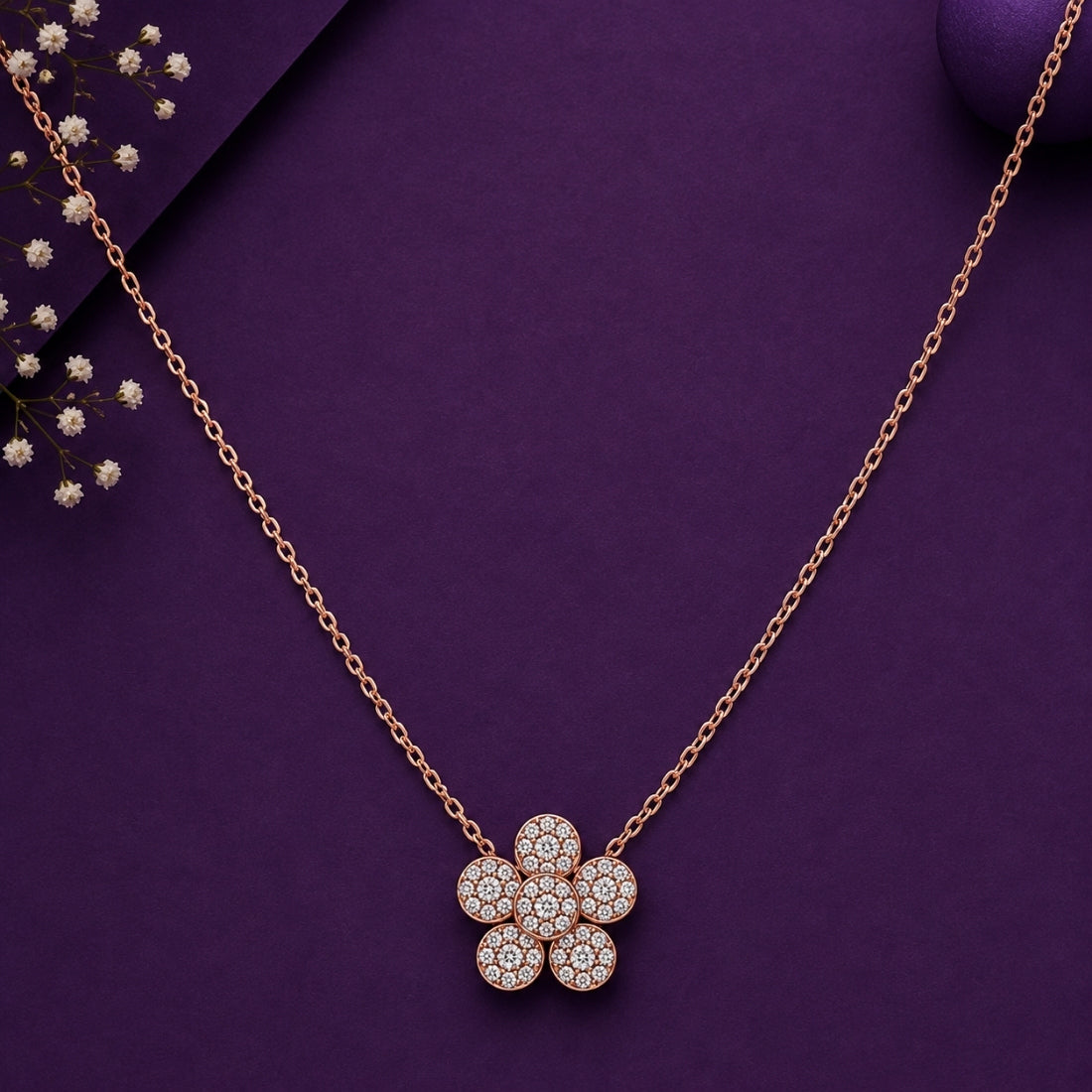 The Blossom Pave Flower Rose 925 Silver Chain