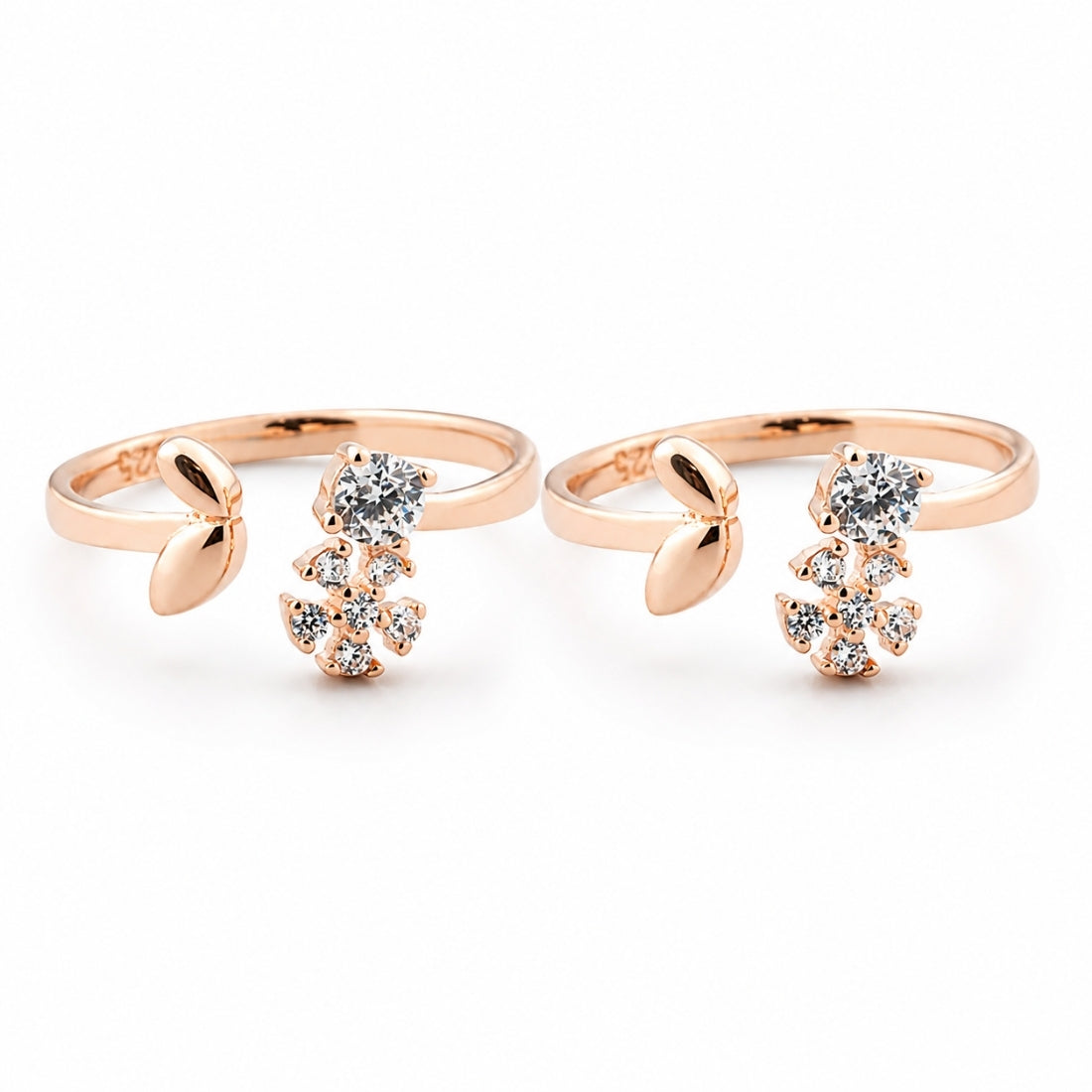 Rose Gold Plated Crystal Flower Bichiya Set