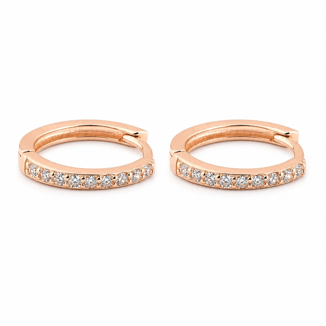 Rose Gold Classic Pavé Huggie Hoop Earrings