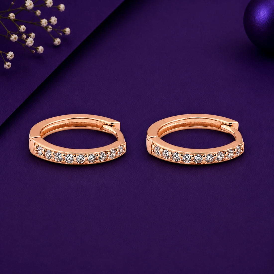 Rose Gold Classic Pavé Huggie Hoop Earrings