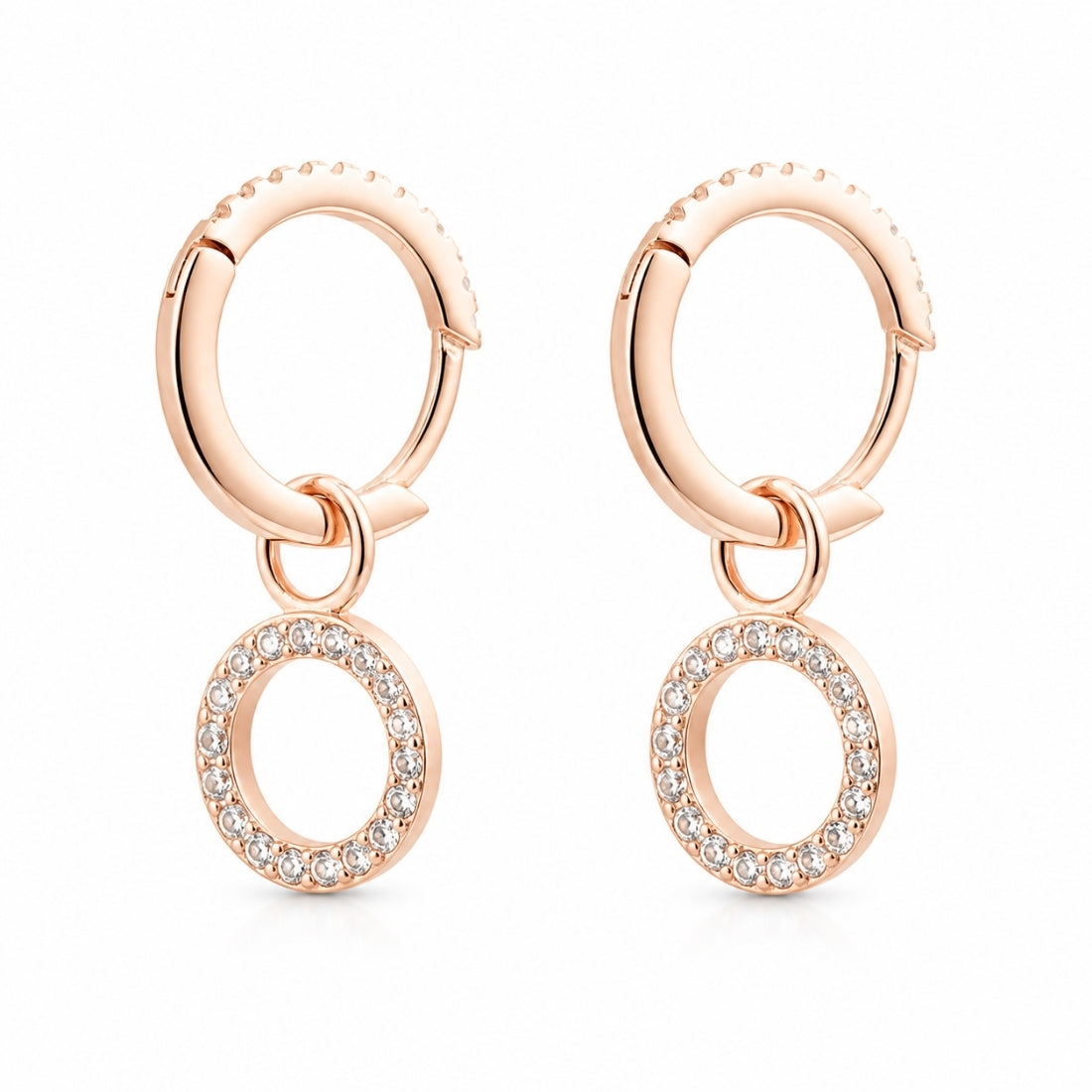 Aura Interlock 925 Silver Pavé Hoop Earrings