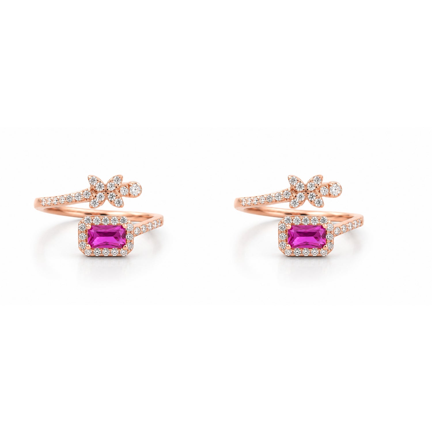 Ruby Royal Butterfly Adjustable Rose Gold Toe Rings