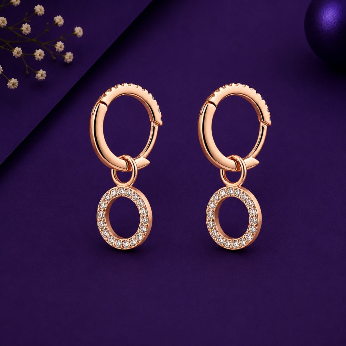Aura Interlock 925 Silver Pavé Hoop Earrings