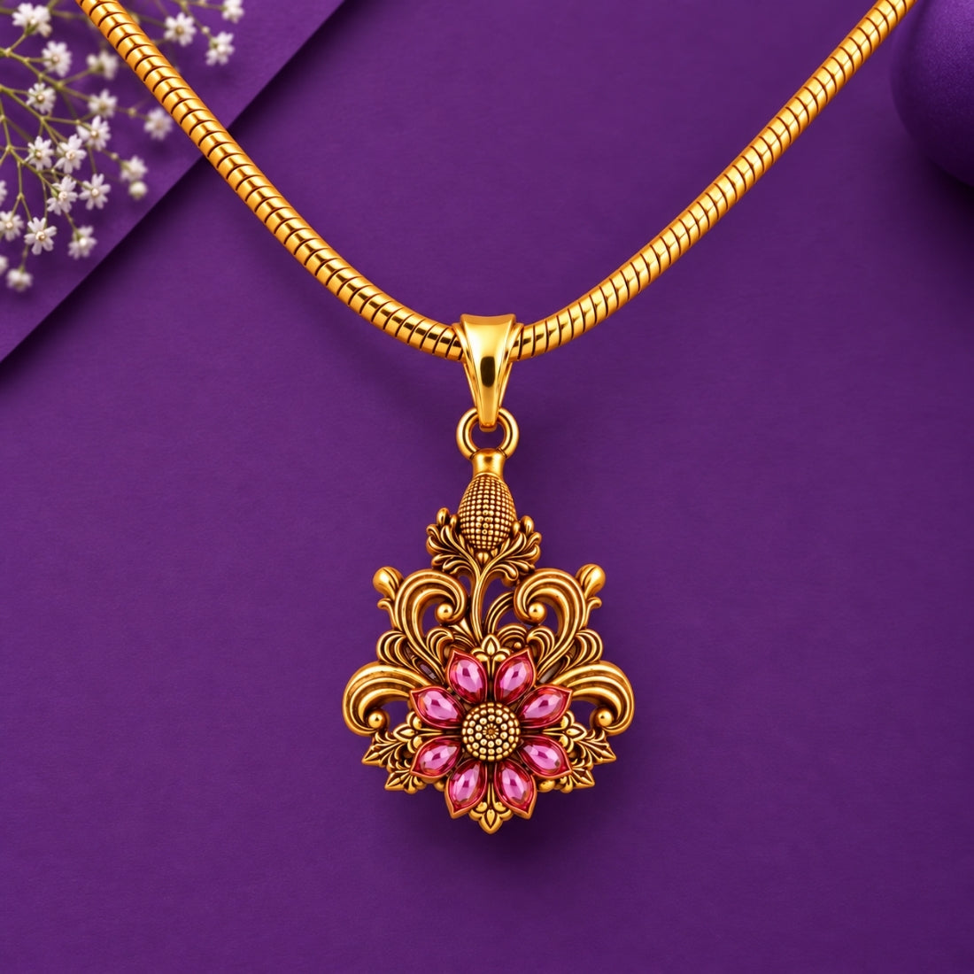 The Pushpa Patra 925 Silver Gold Plated Pendant