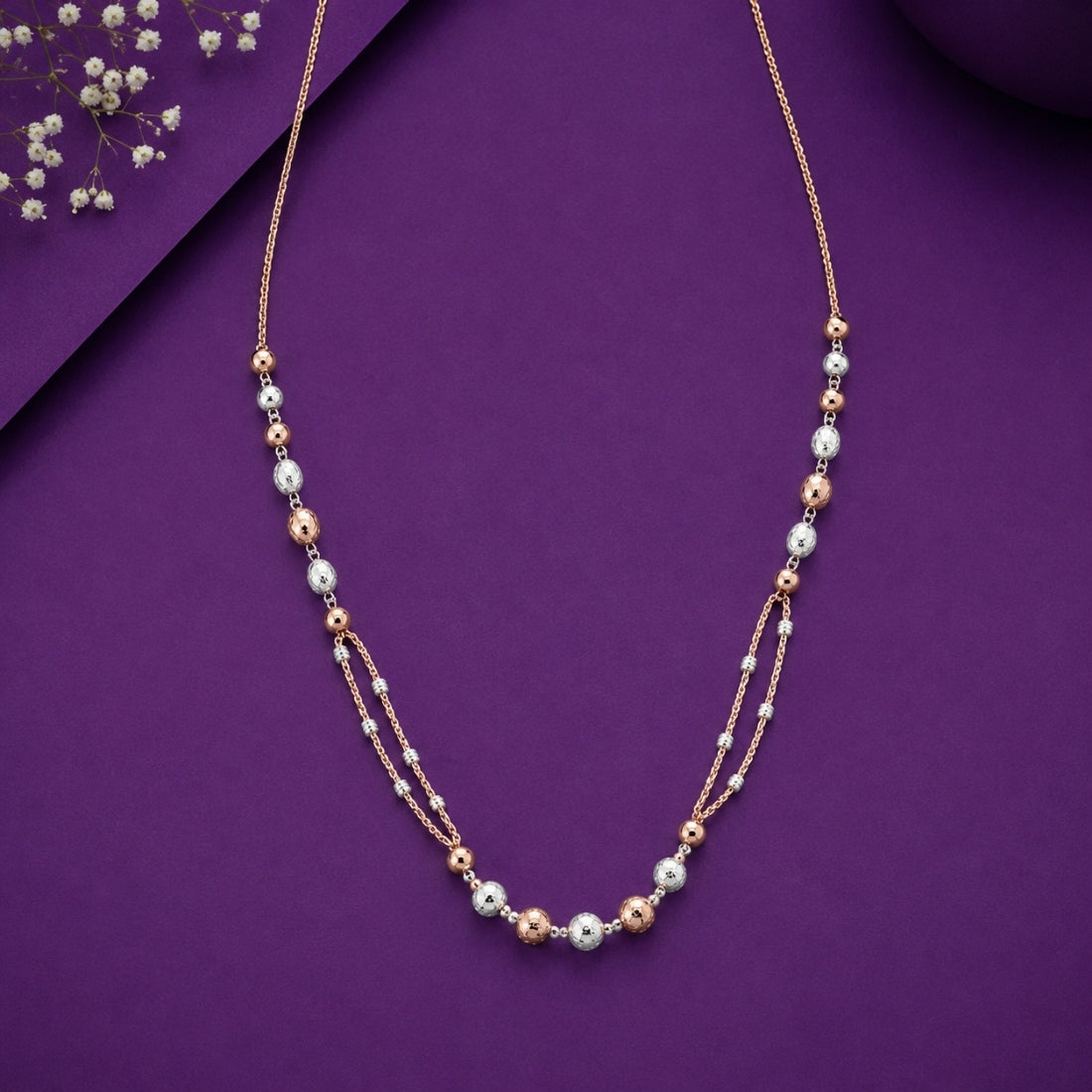 Rose Gold Luminous Multi-Station Silver Chain