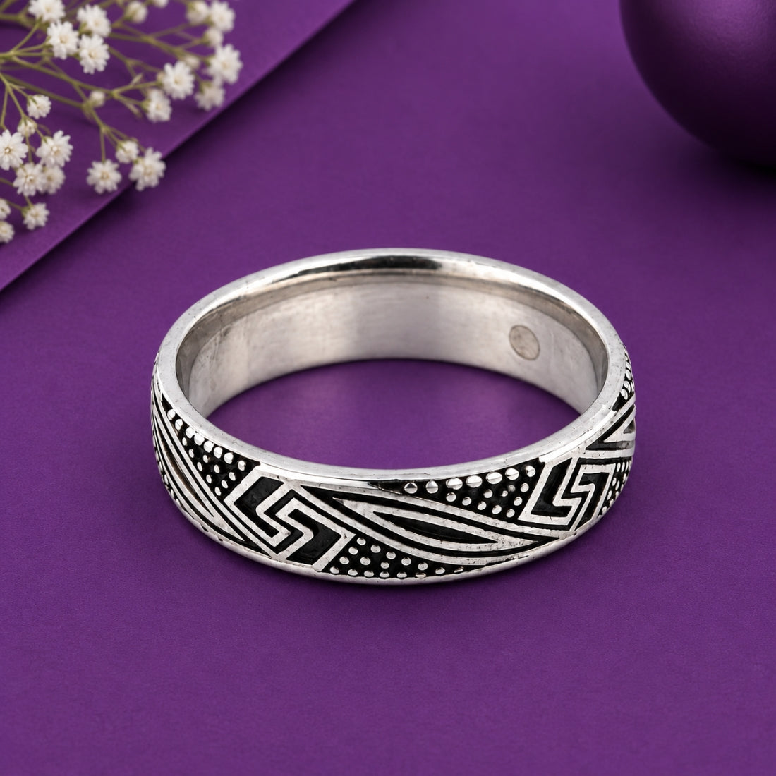 The Aegean Labyrinth Antique 925 Silver Band Ring
