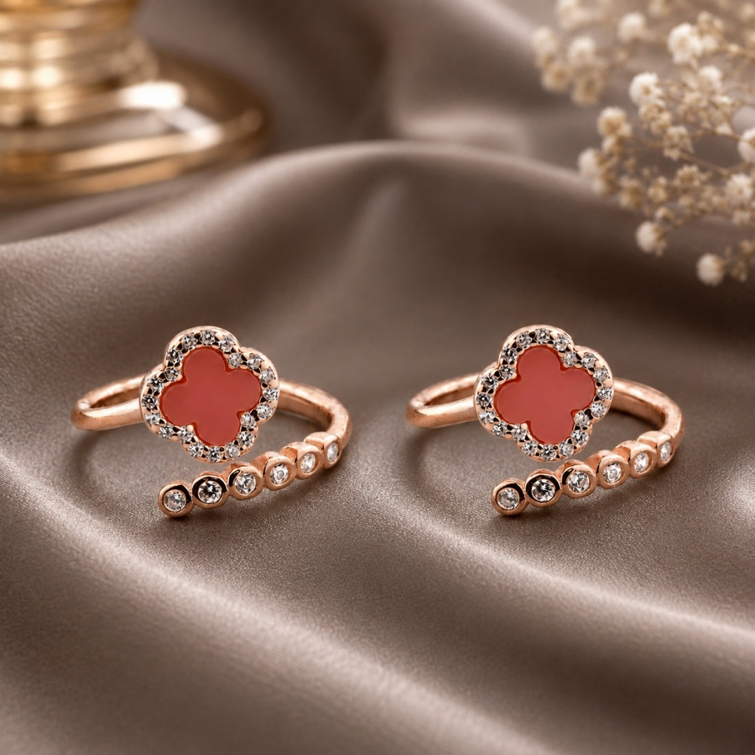 The Carina Clover Rose Gold Toe Rings (925 Sterling Silver Pair)