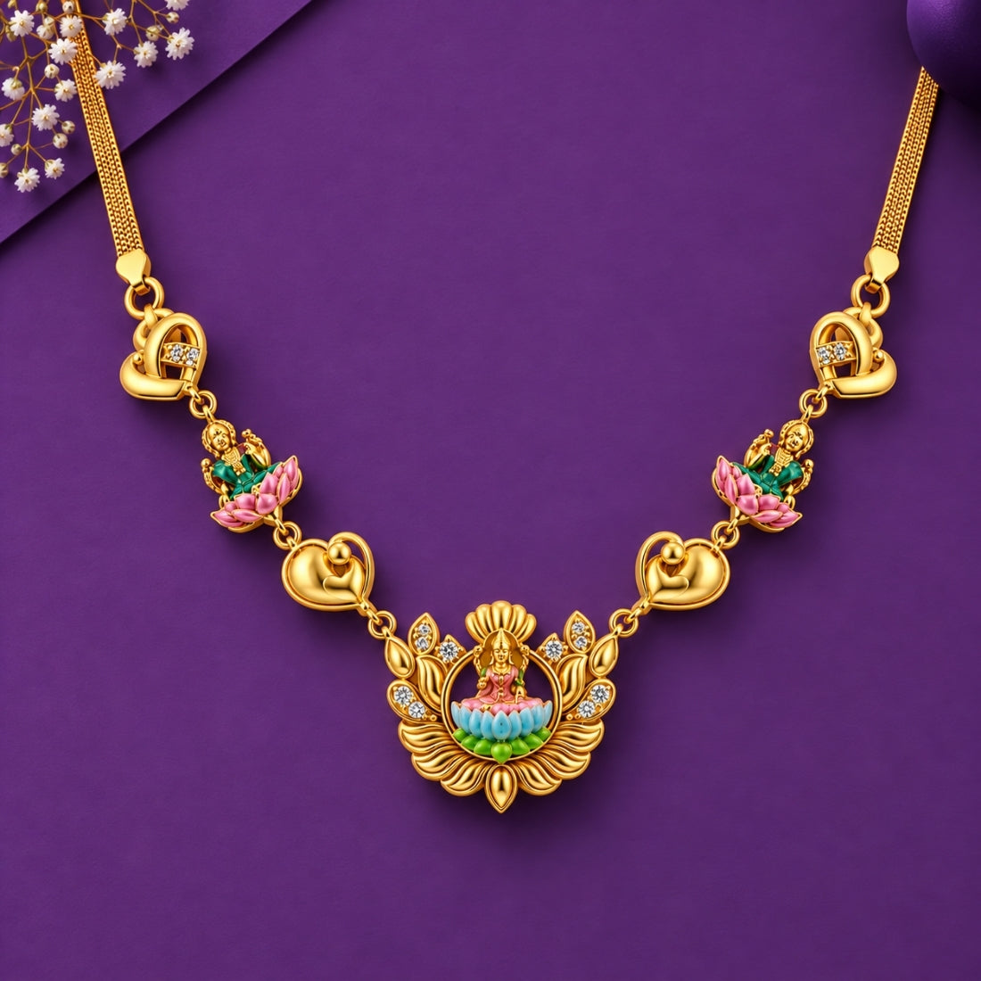 The Padma Lakshmi Divine Enamel Garland 925 Silver Necklace