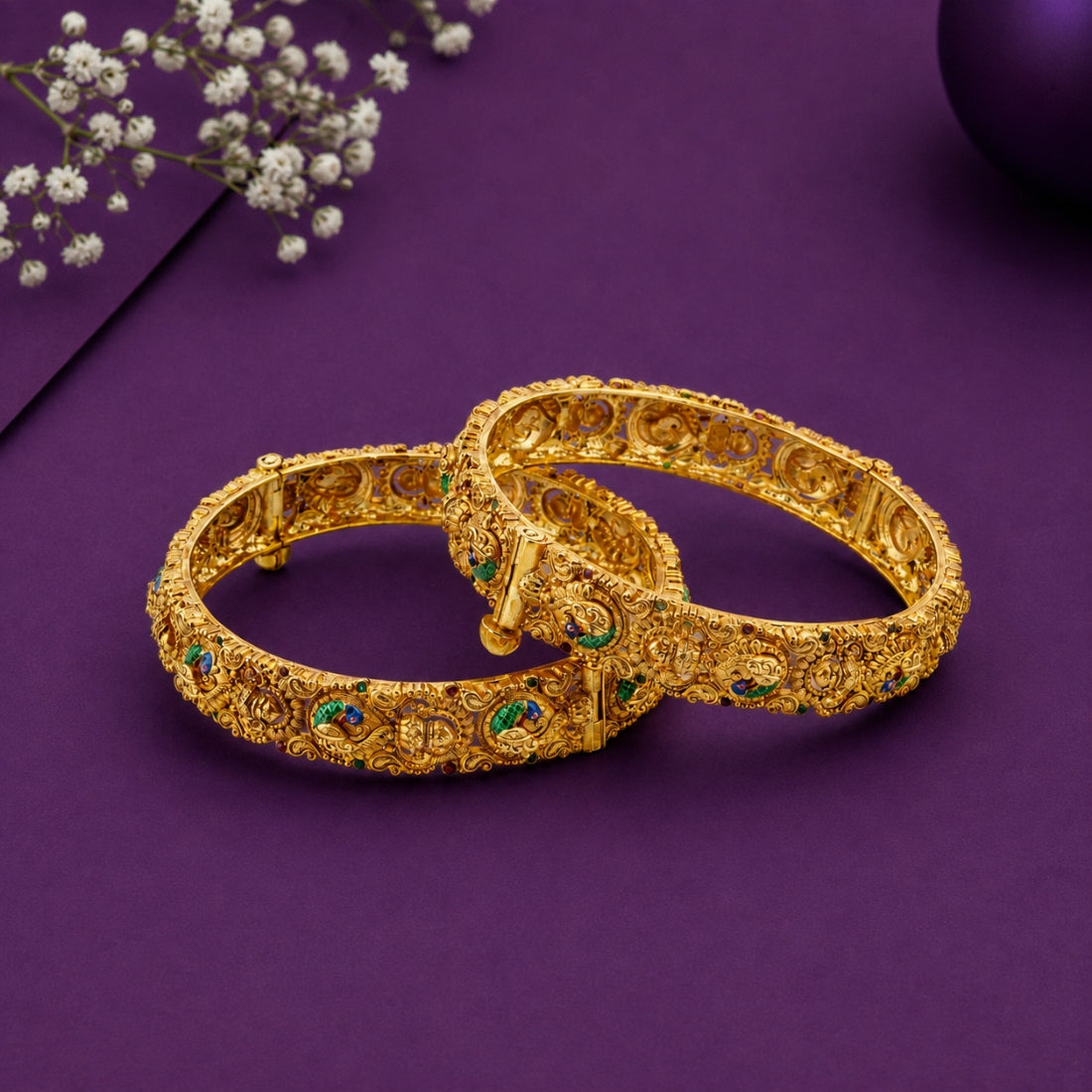 The Avantika Emerald Crescent Bangles