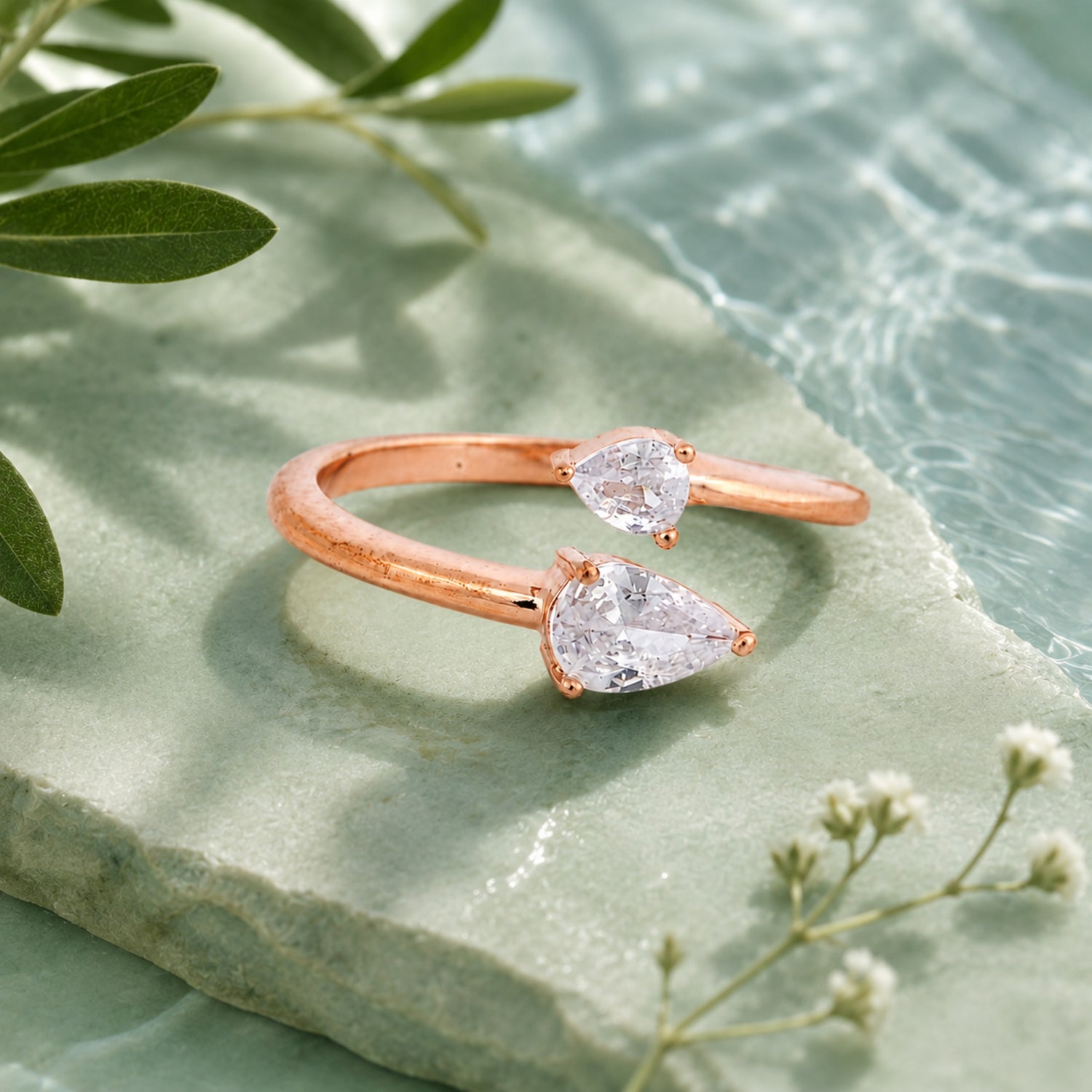 Serendipity Pear Toi et Moi 925 Sterling Silver Ring