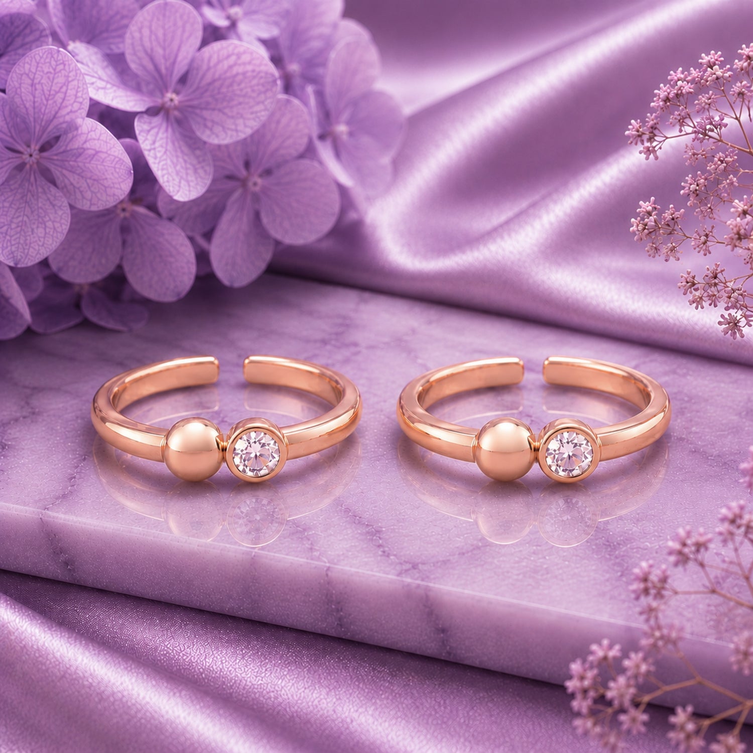 Duo Harmony Adjustable Rose Gold Toe Rings
