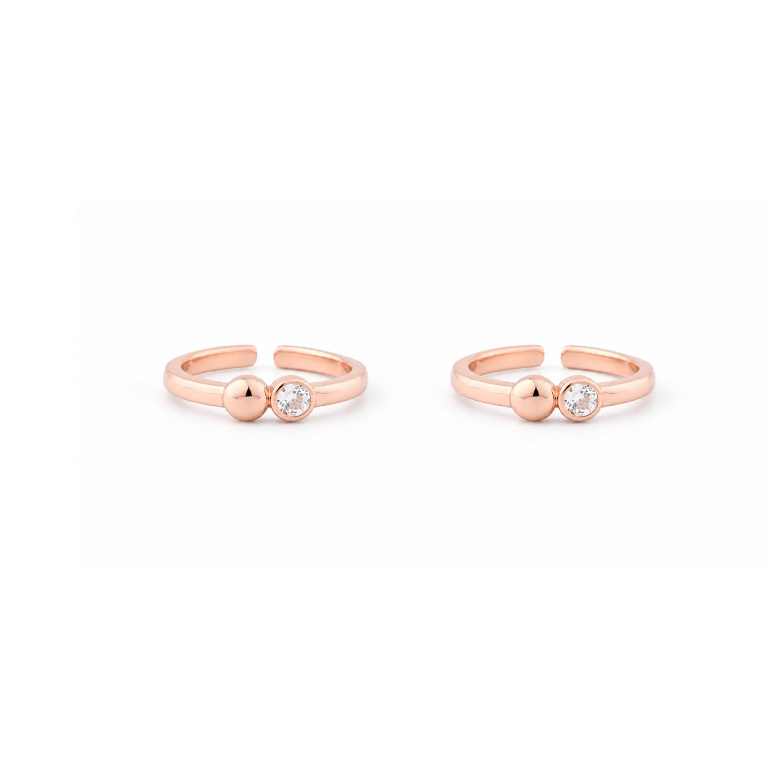 Duo Harmony Adjustable Rose Gold Toe Rings