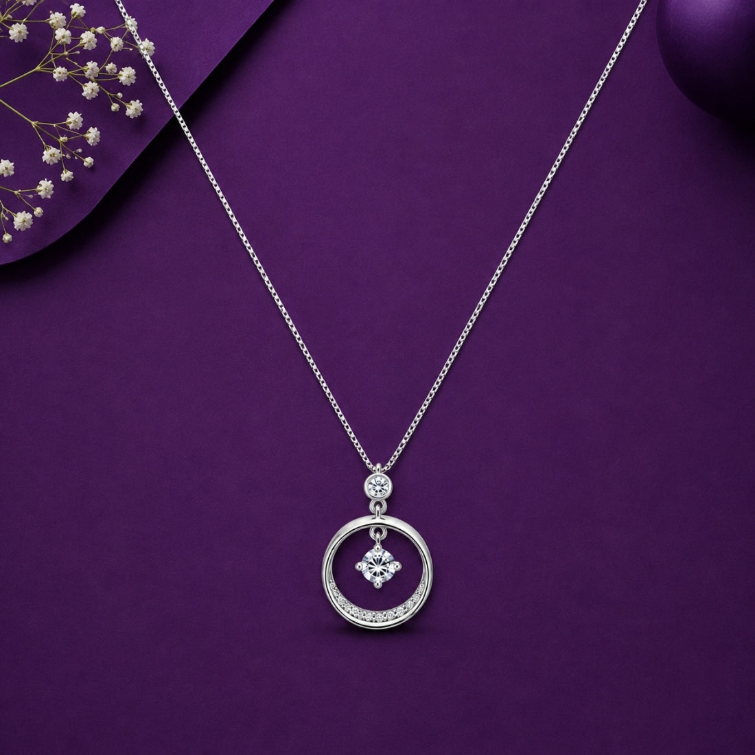 The Stella Geometric Circle & Cross 925 Silver Pendant Chain