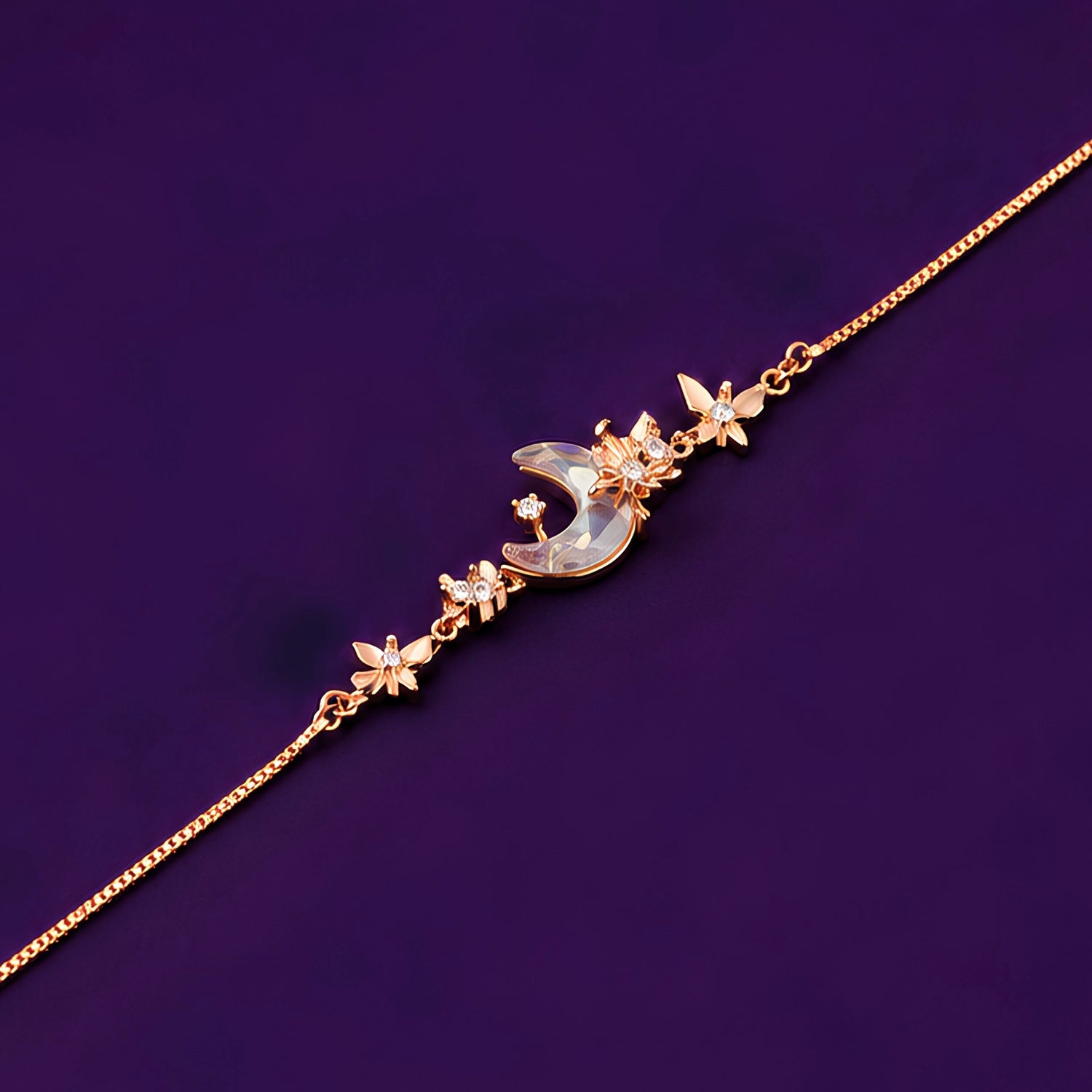 The Midnight Moon & Butterfly 925 Silver Bracelet