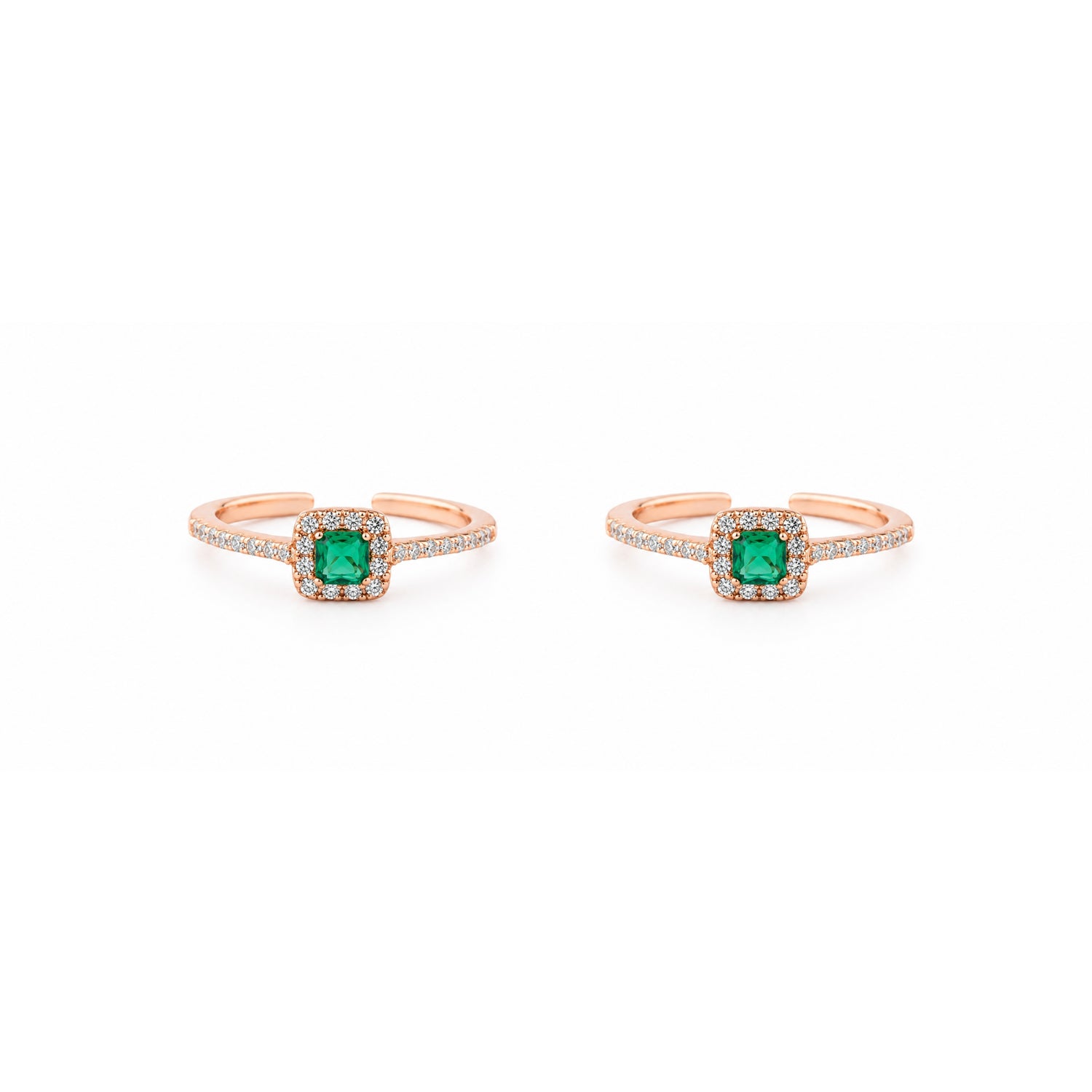 Emerald Queen Halo Adjustable Rose Gold Toe Rings