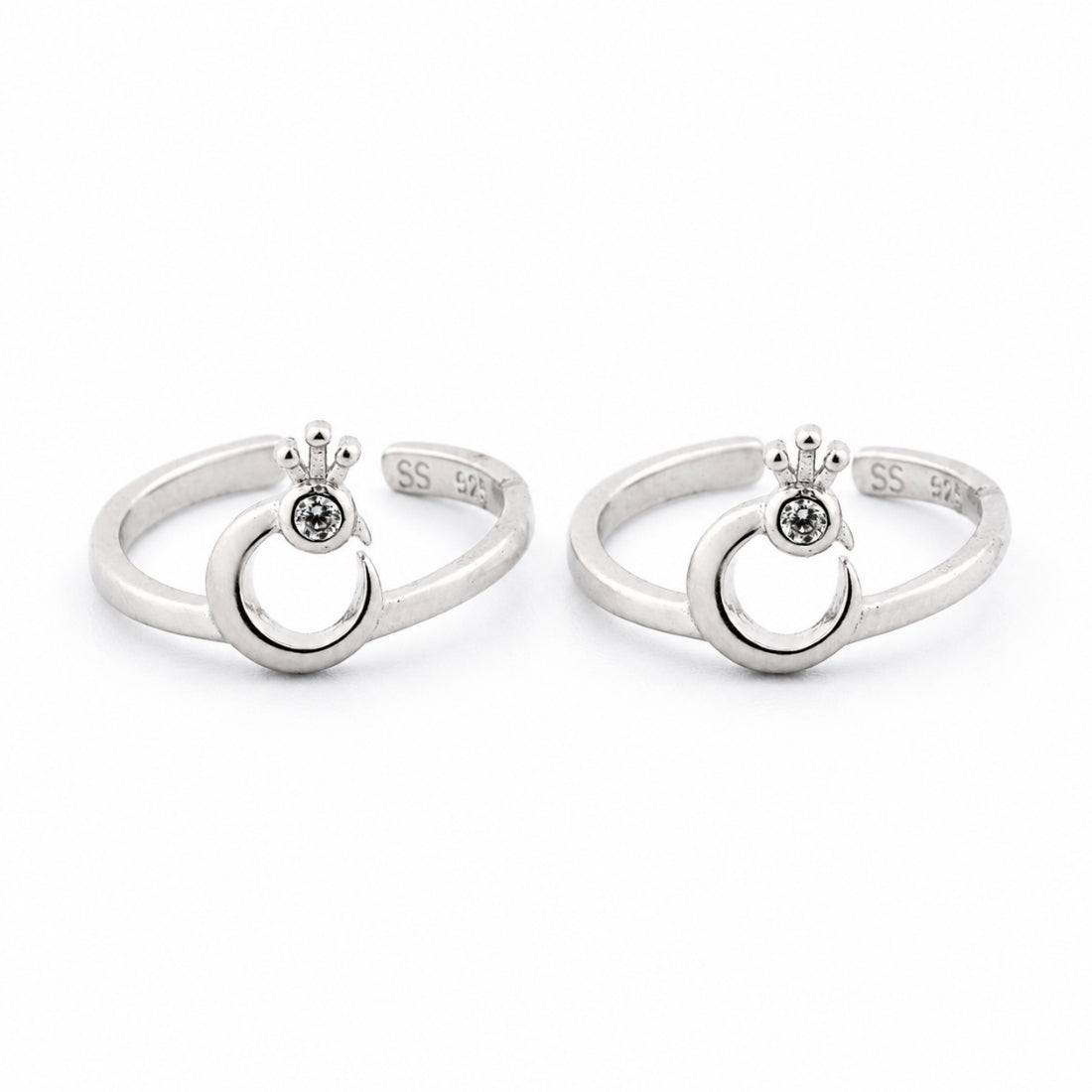 Silver Royal Peacock Majesty Toe Rings (Pair)