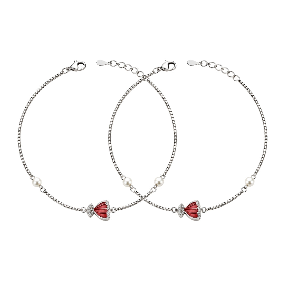 The Scarlet Coccinella Ladybug 925 Sterling Silver Anklets