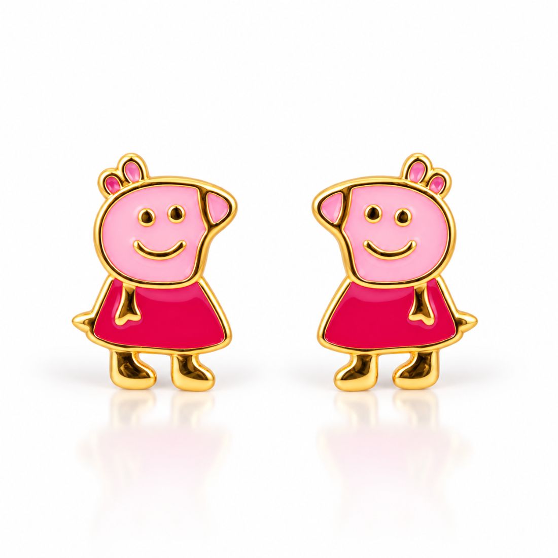 The George Piglet Enamel 925 Silver Stud Earrings