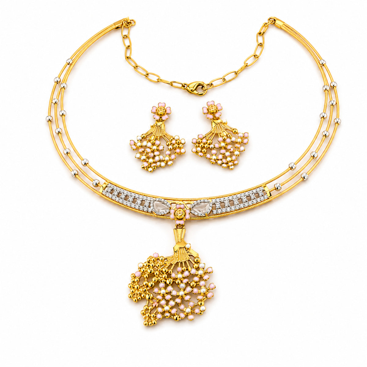 Nirvana Glimmer 925 Sterling Silver Multi-Strand Pearl Cascade Set