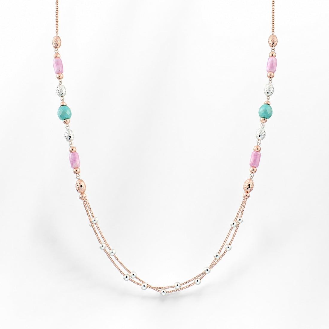 Chroma Cascade Rose Gold Layered Silver Chain