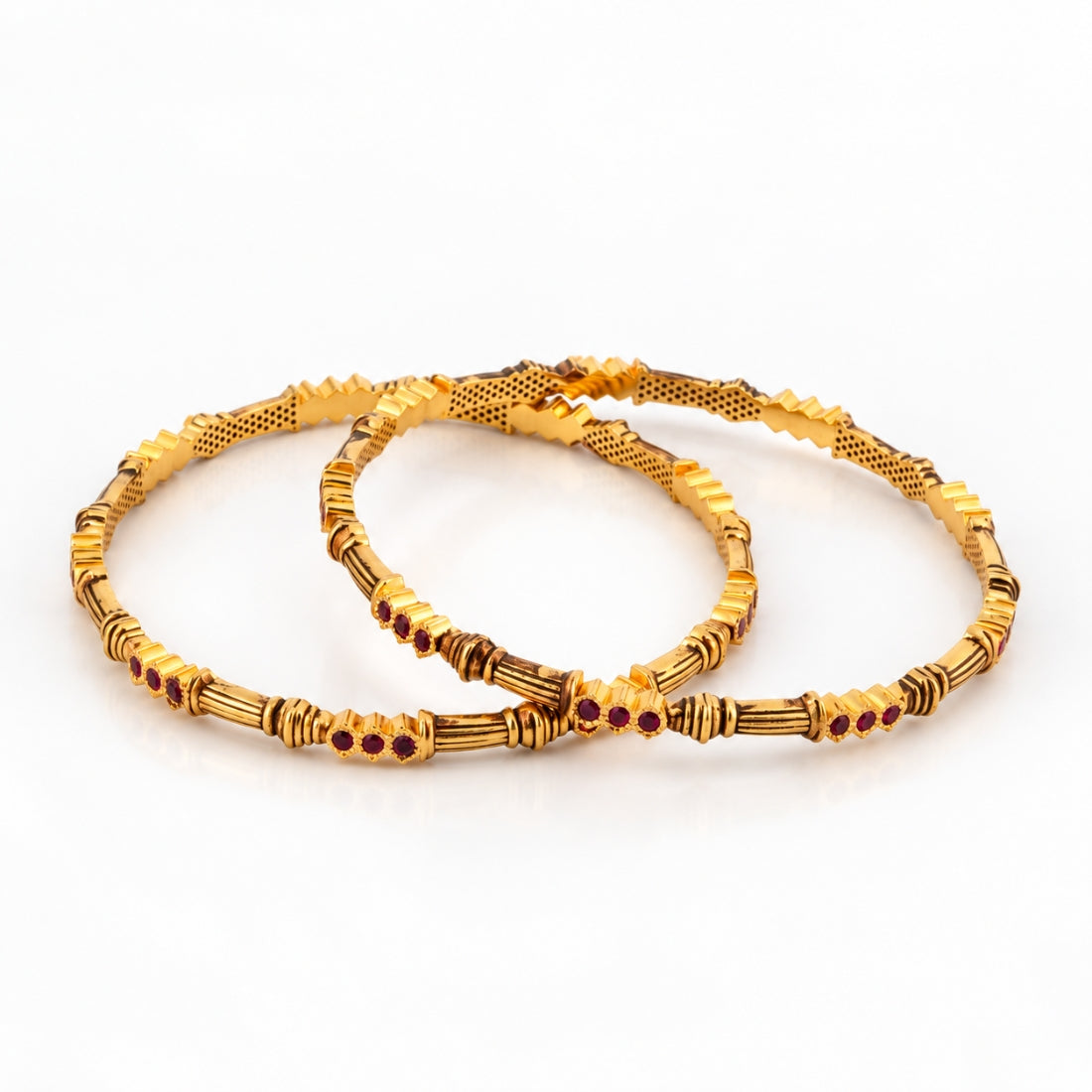 The Avani Ruby-Link 925 Silver Gold Plated Bangles