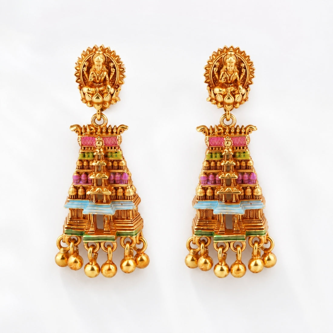 The Gopuram Heritage Temple Jhumkas (Gold-Plated 925 Sterling Silver)