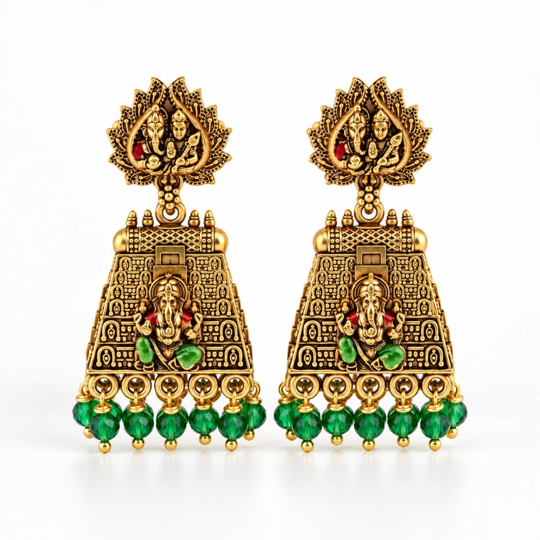 The Vinayaka Gopuram Emerald Heritage Jhumkas