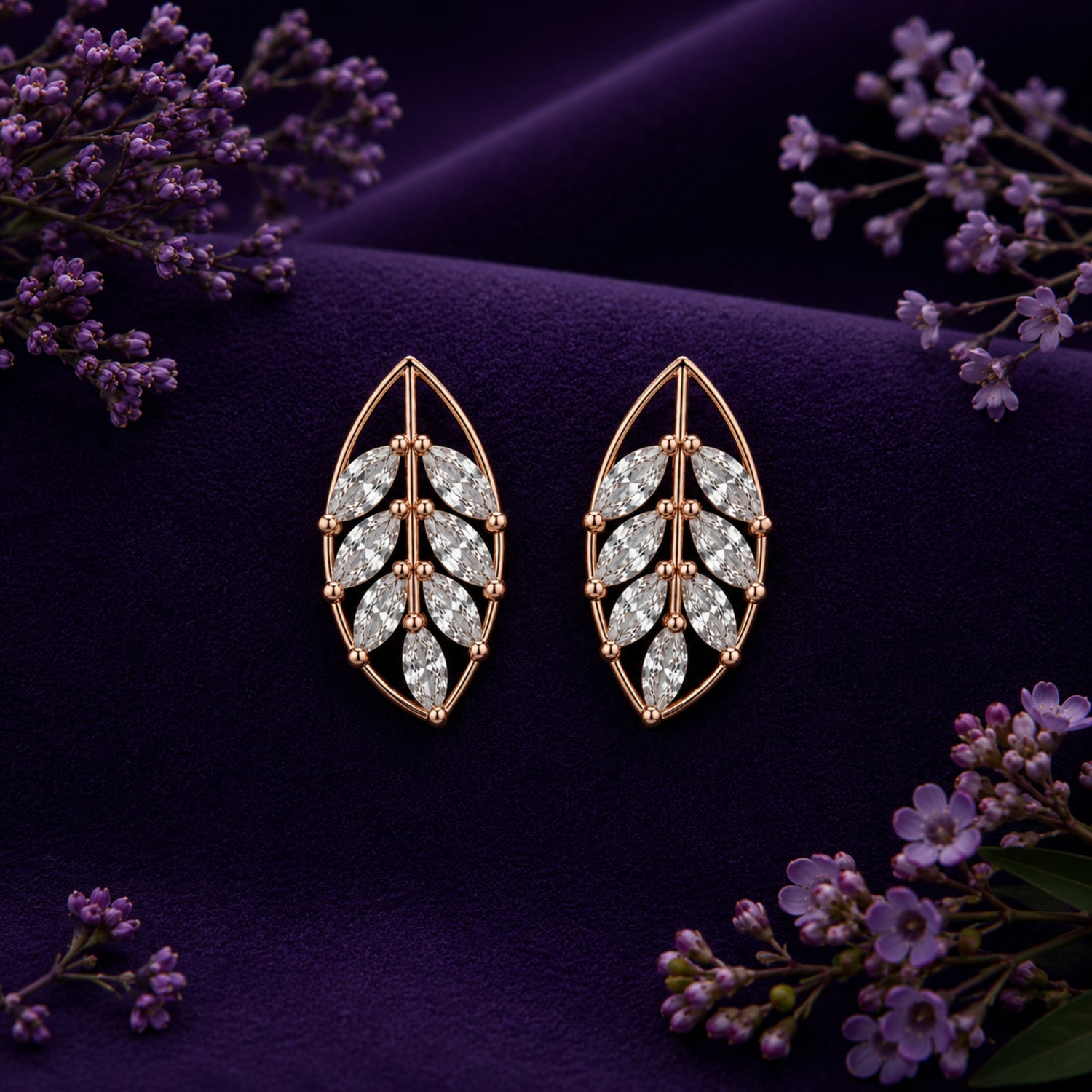 Marquise Laurel Leaf 925 Pure Sterling Silver Filigree Studs