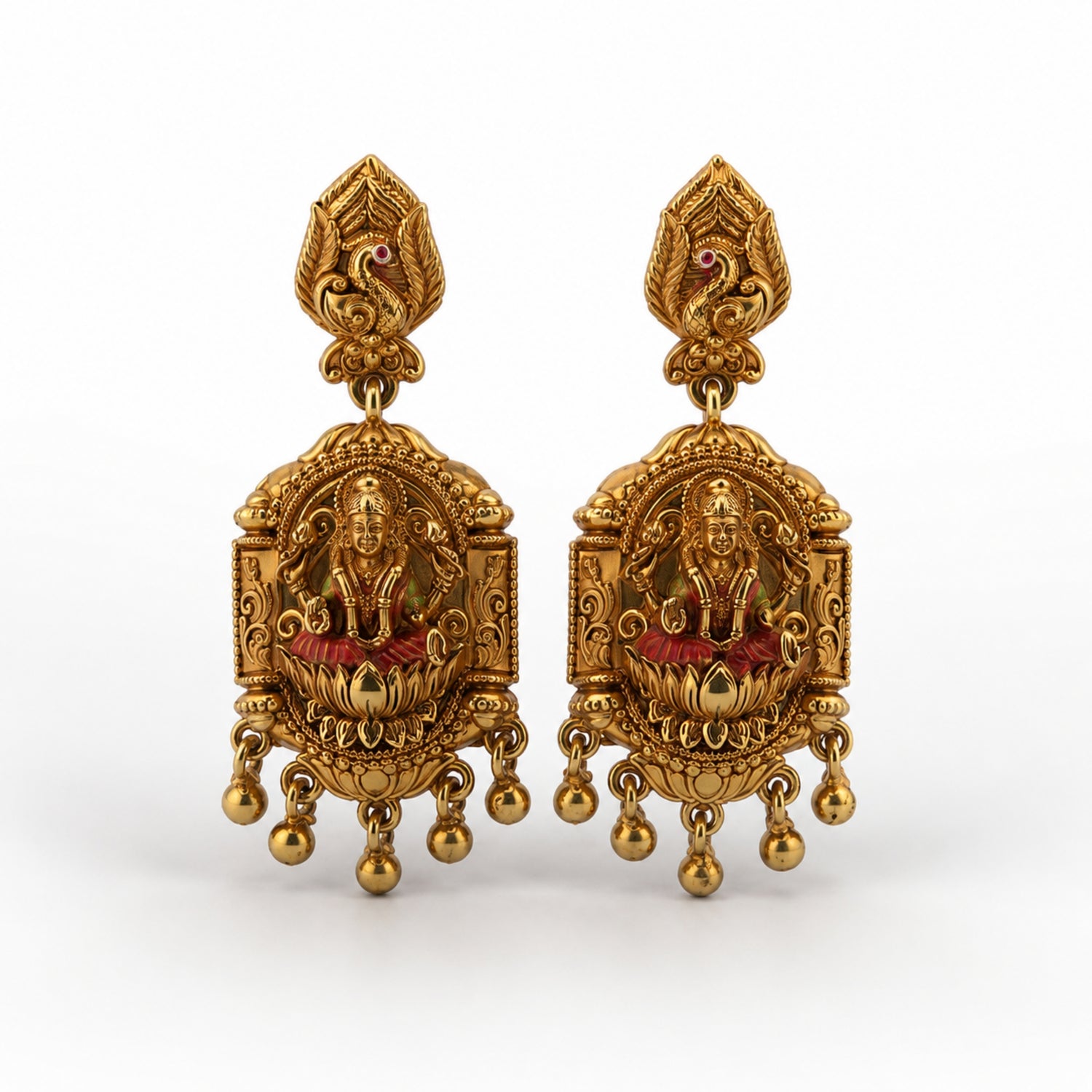 The Gaja Lakshmi Arch Meenakari Silver Drops