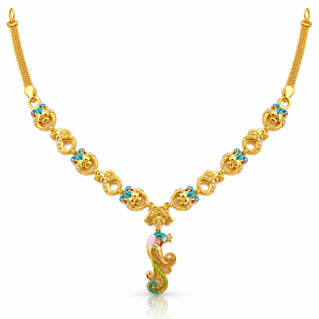The Mayura Heritage Enamel Drop 925 Silver Necklace
