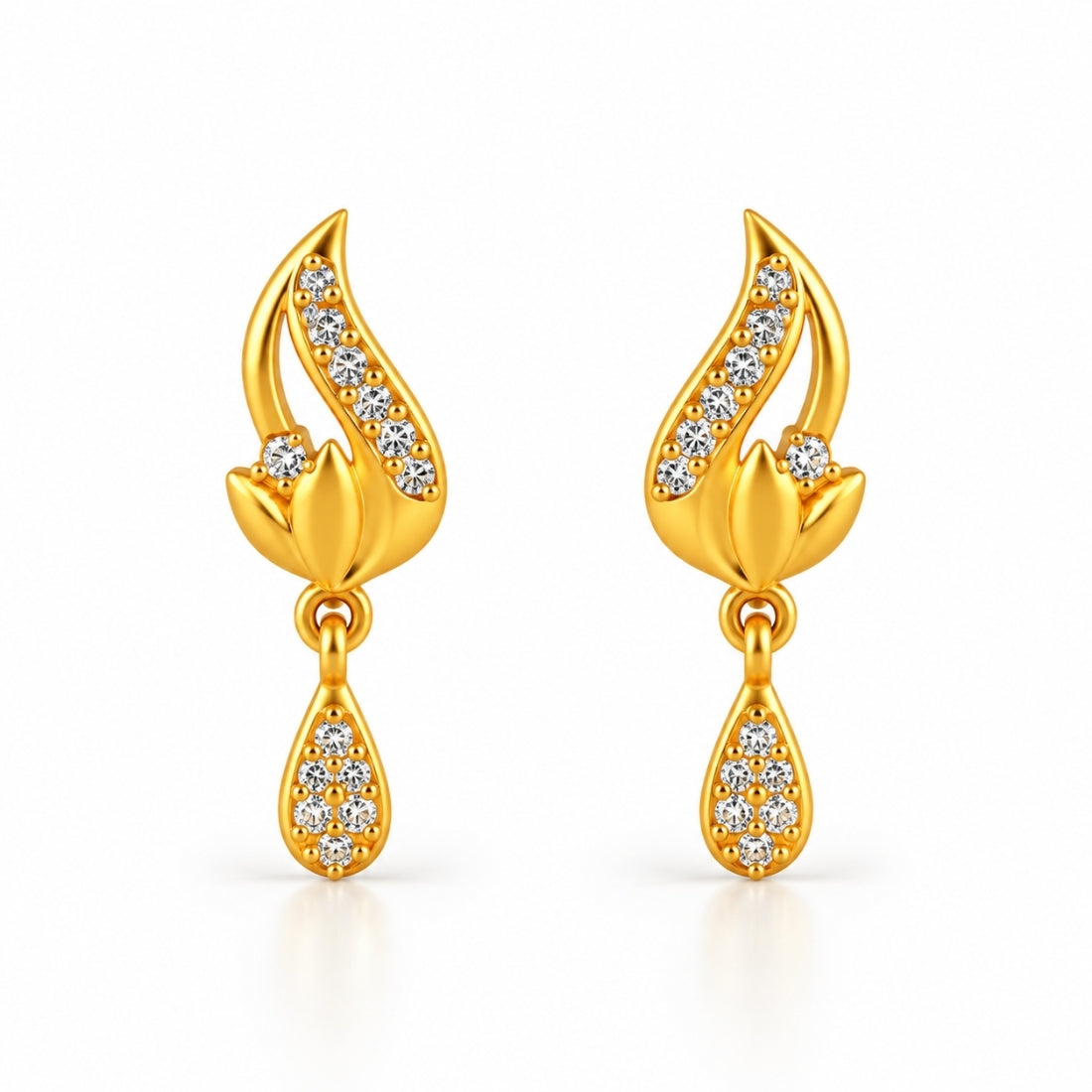Mayura Flame 925 Sterling Silver Crystal Teardrop Dangle Earrings