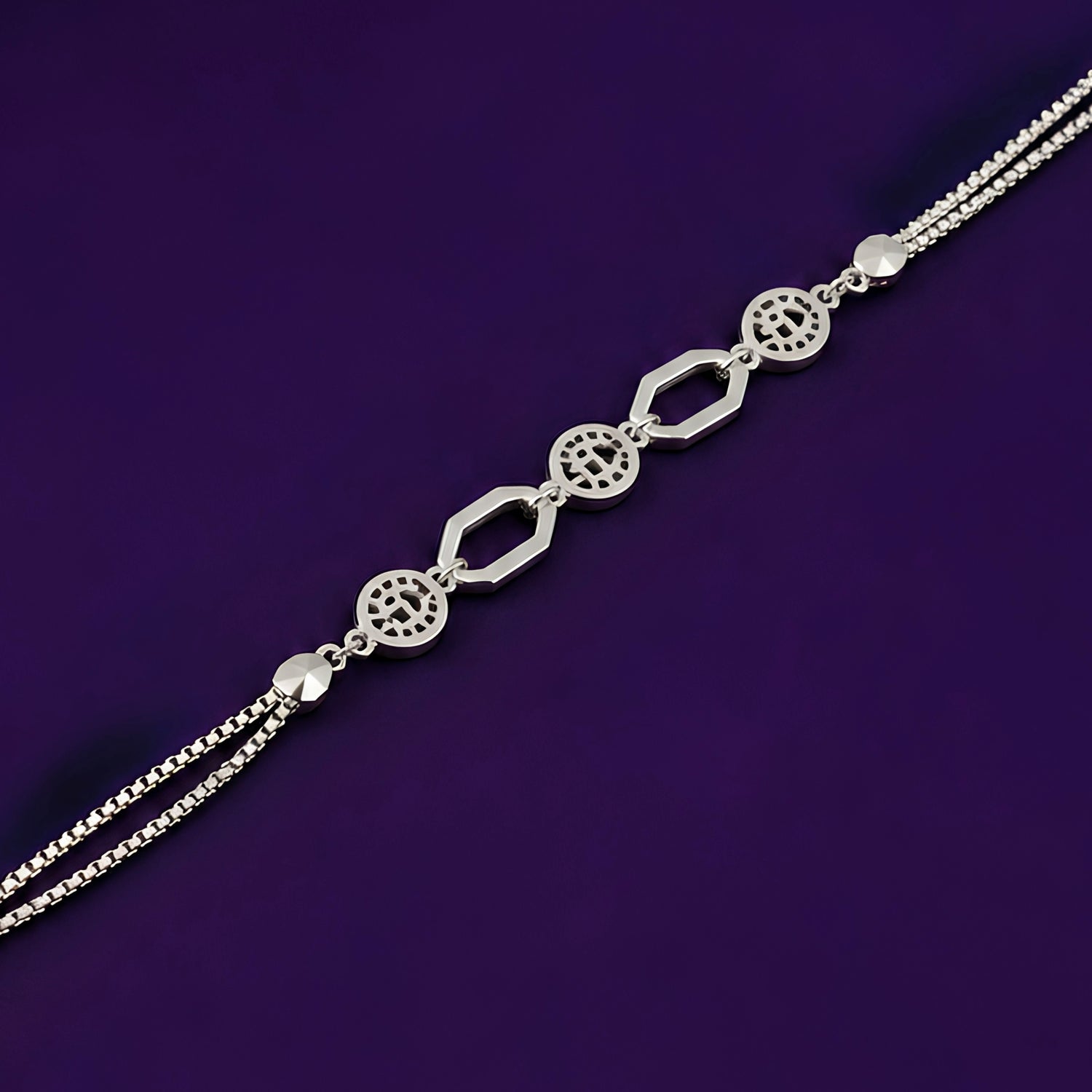 The Infinity Geo Geometric Layered 925 Silver Bracelet Bracelet