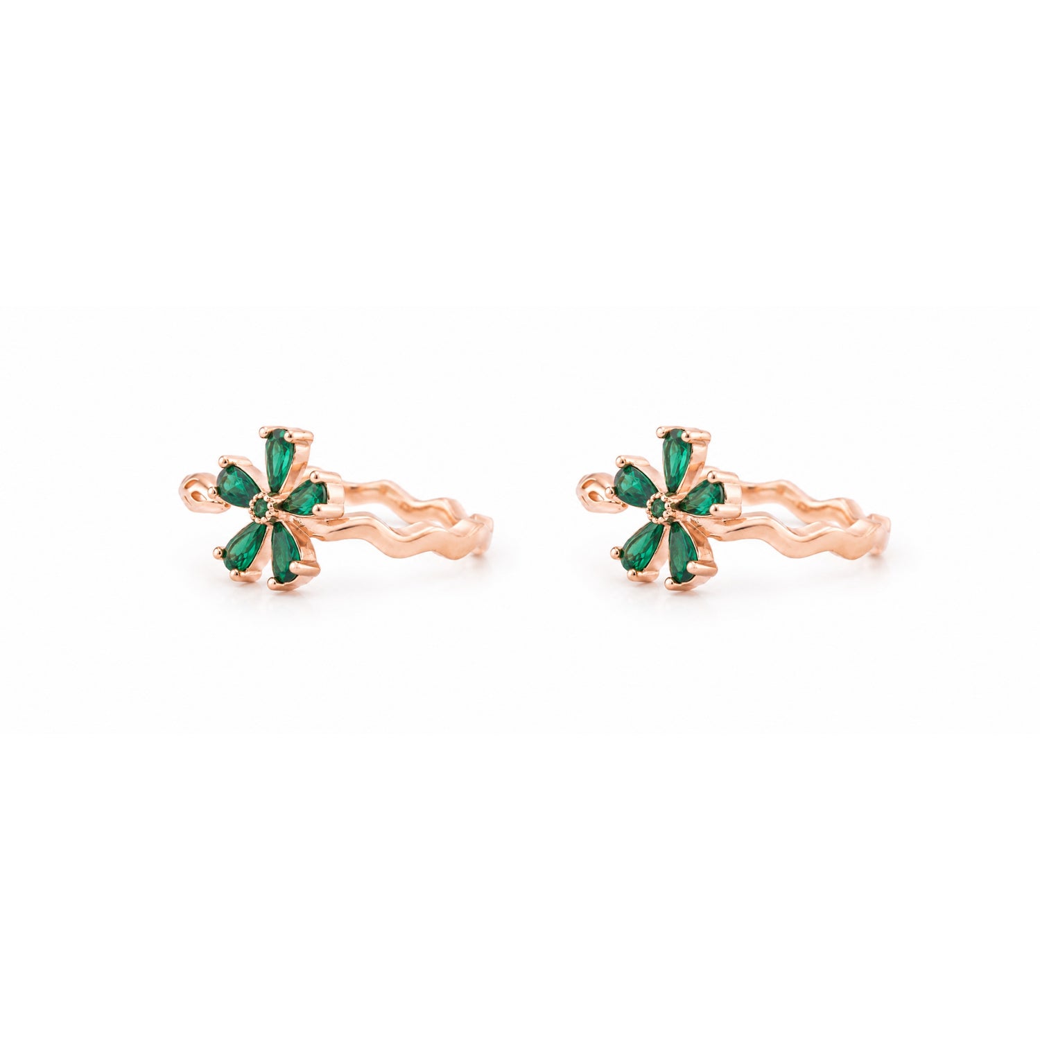 The Emerald Bloom adjustable rose gold toe rings