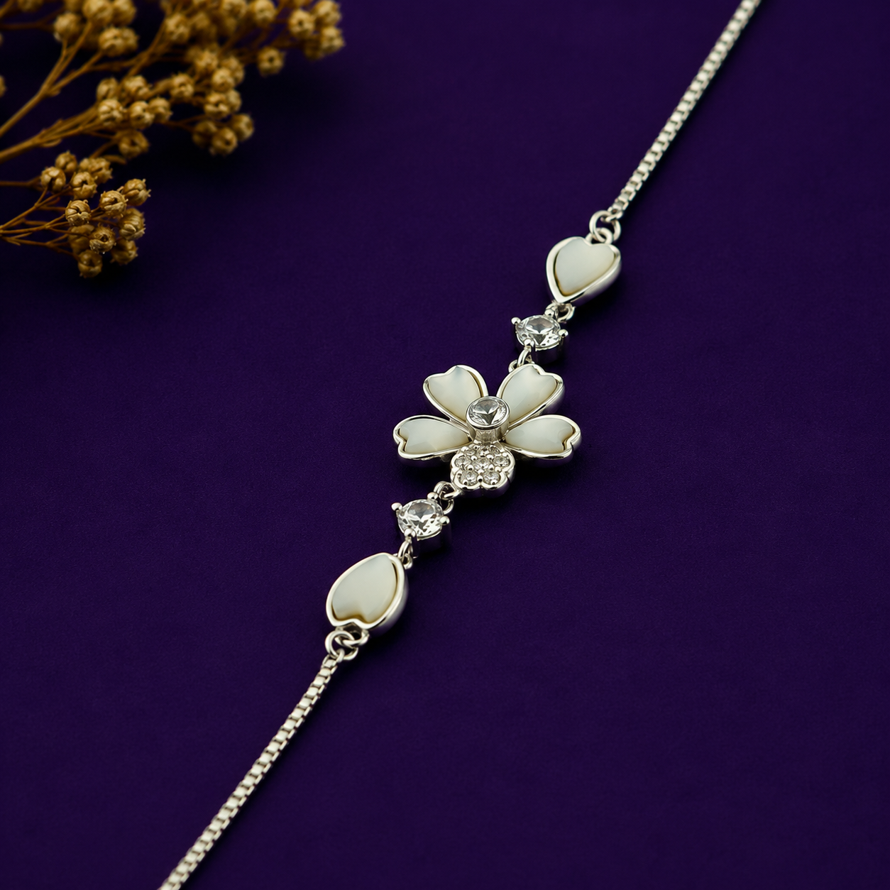 The Mother-of-Pearl Sakura Blossom 925 Sterling Silver Bracelet