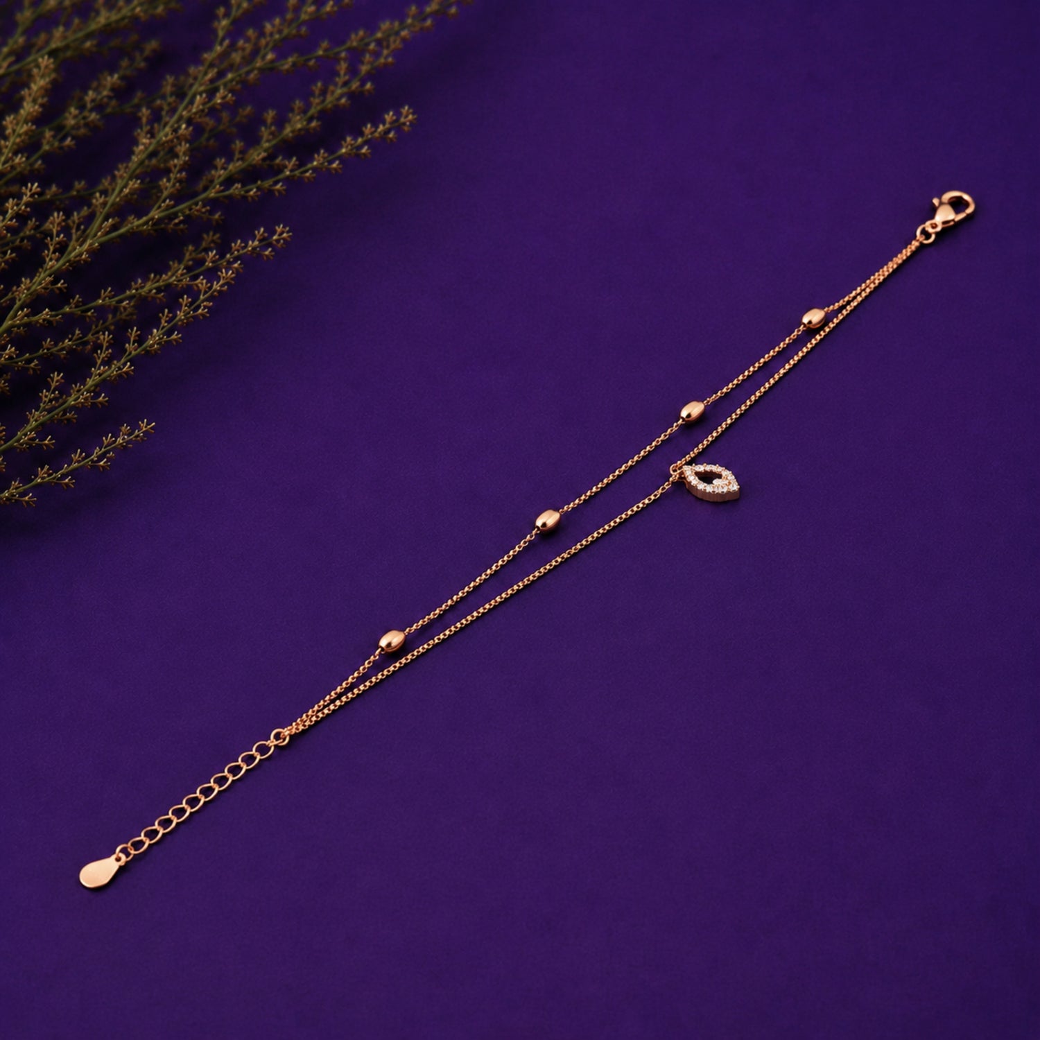 The Rose Glimmer Dual-Strand Evil Eye 925 Silver Bracelet