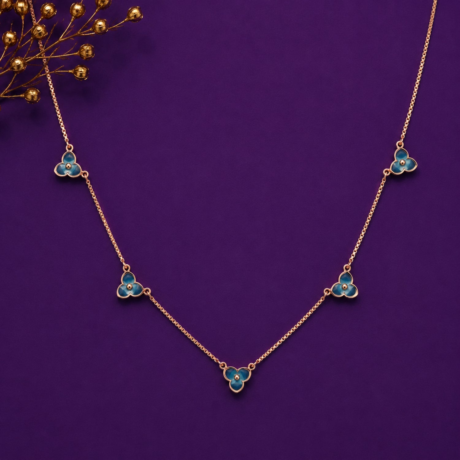 Teal Bloom 925 Silver Chain