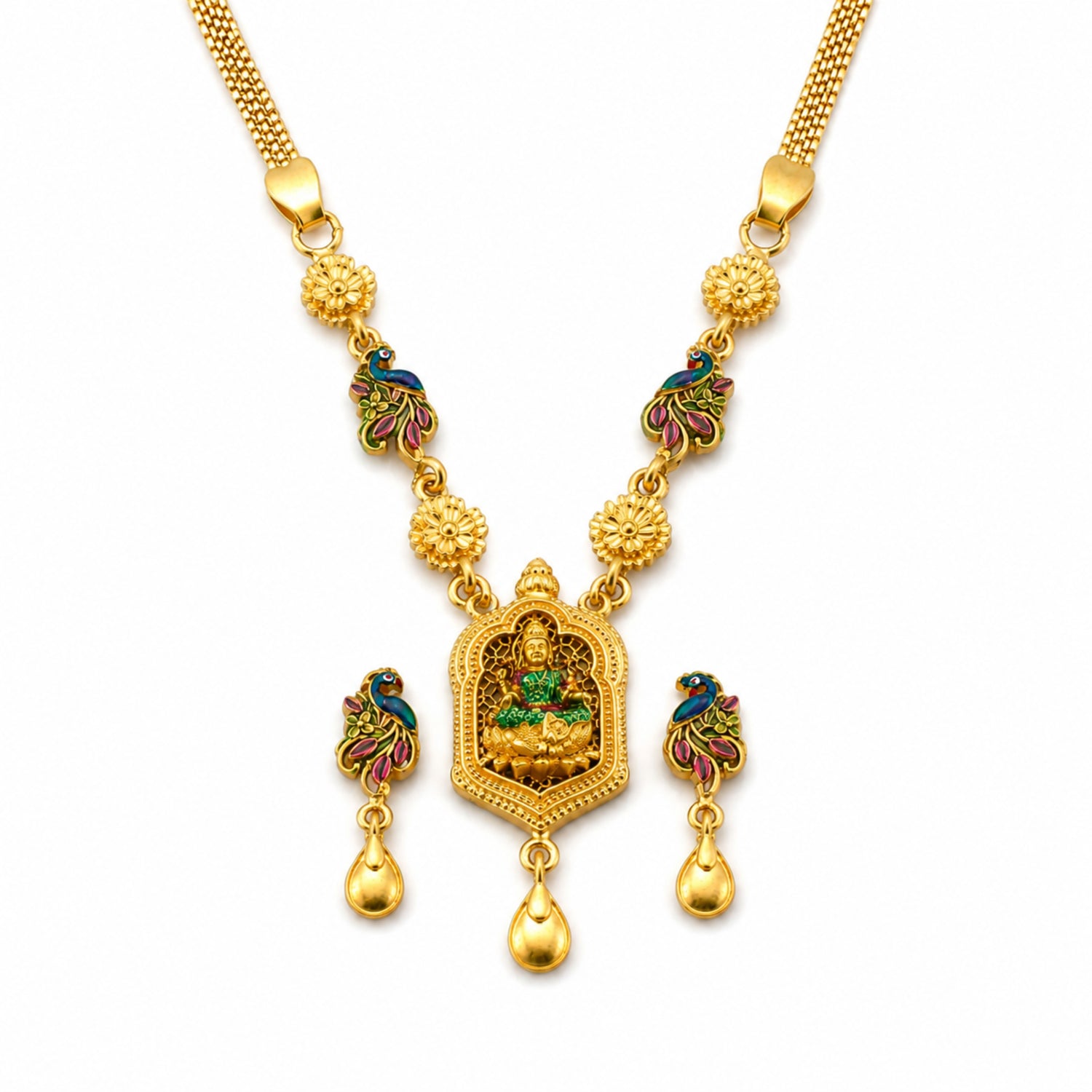 The Mayura Lakshmi 925 Silver Necklace Set