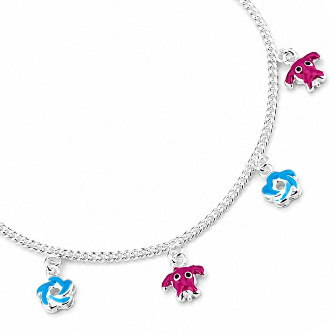 Safari Blossom 925 Silver Kids Anklet Pair
