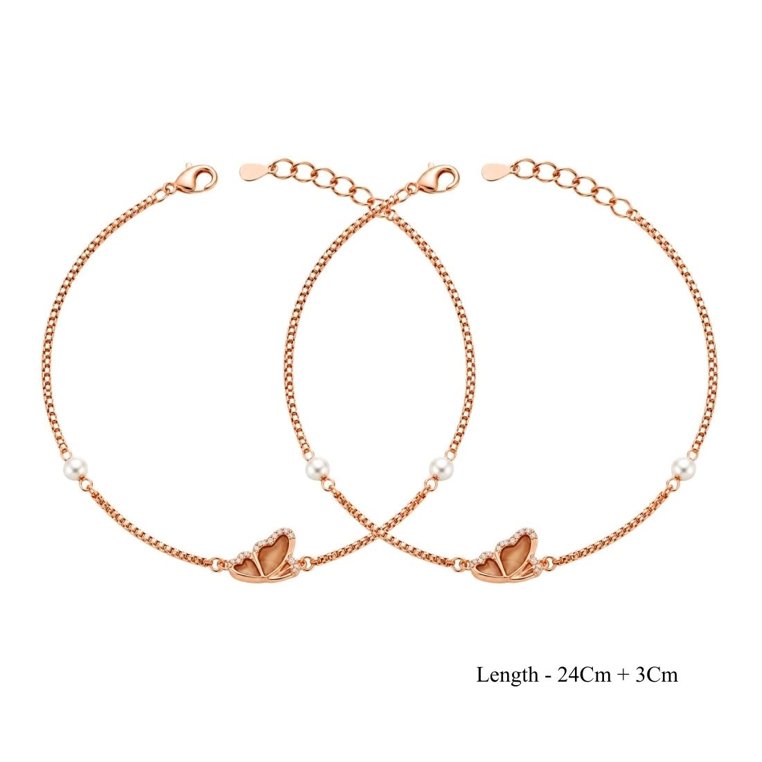 The Minimalist Butterfly Rose Gold 925 Silver Anklet Pair