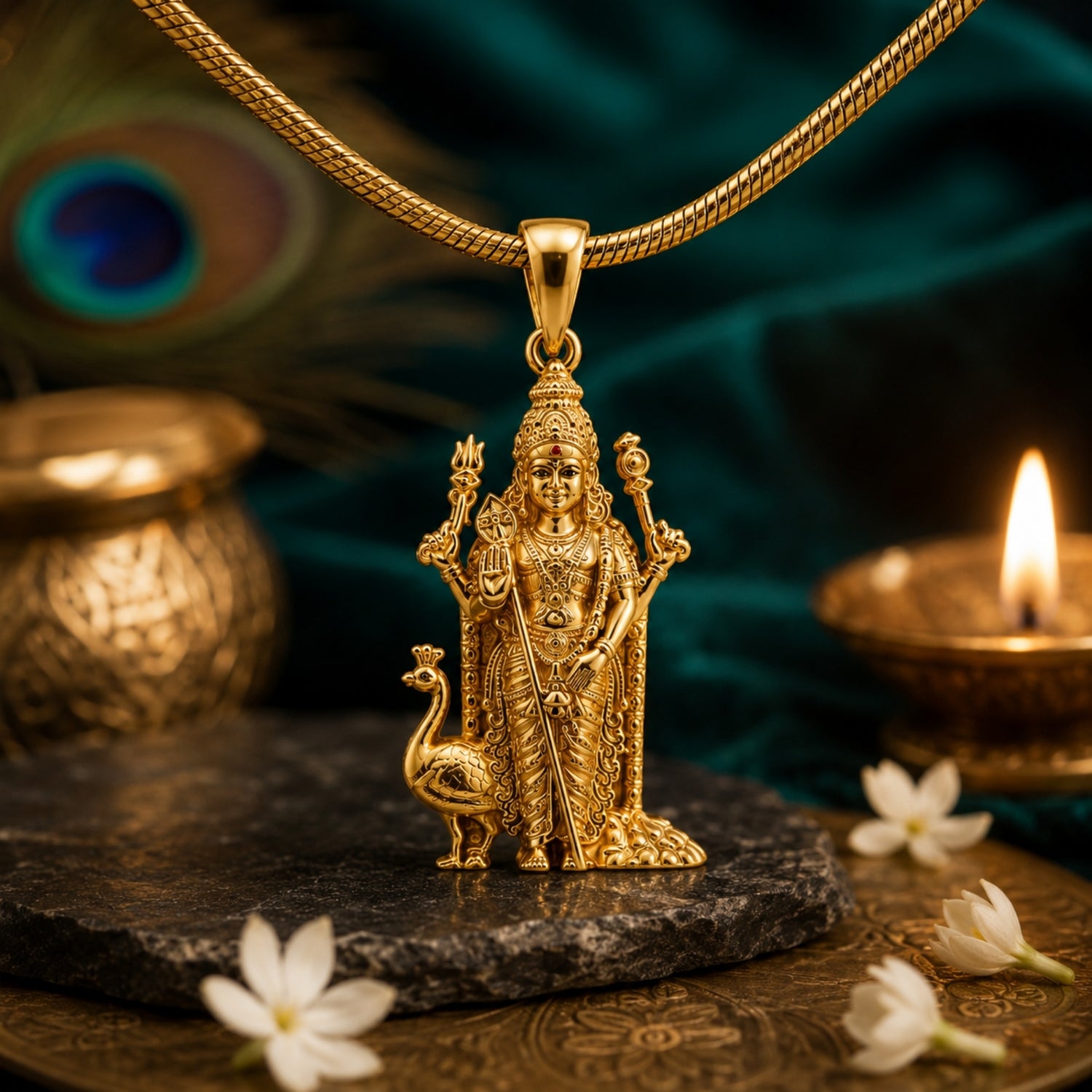 Lord Kartikeya Gold-Plated 925 Sterling Silver Pendant
