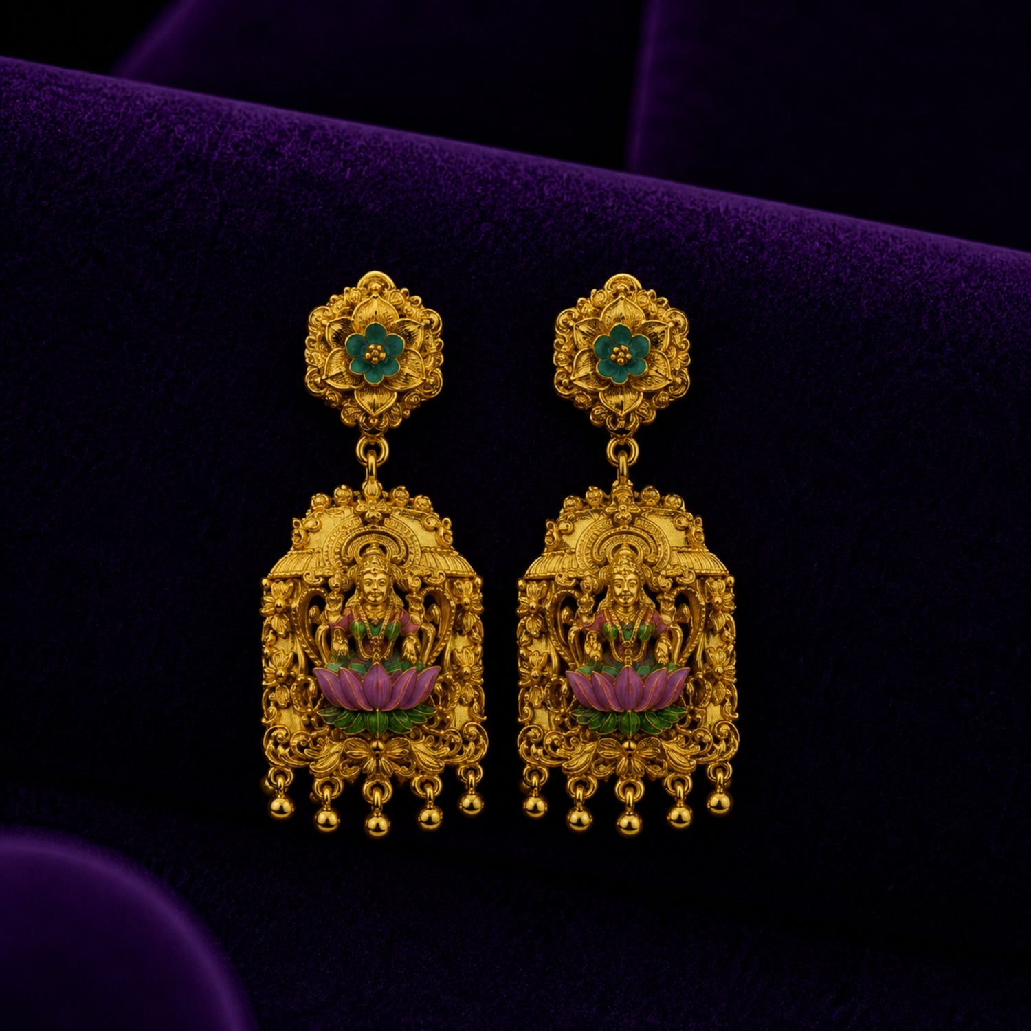 The Rajamudra Lakshmi Lotus Jhumka