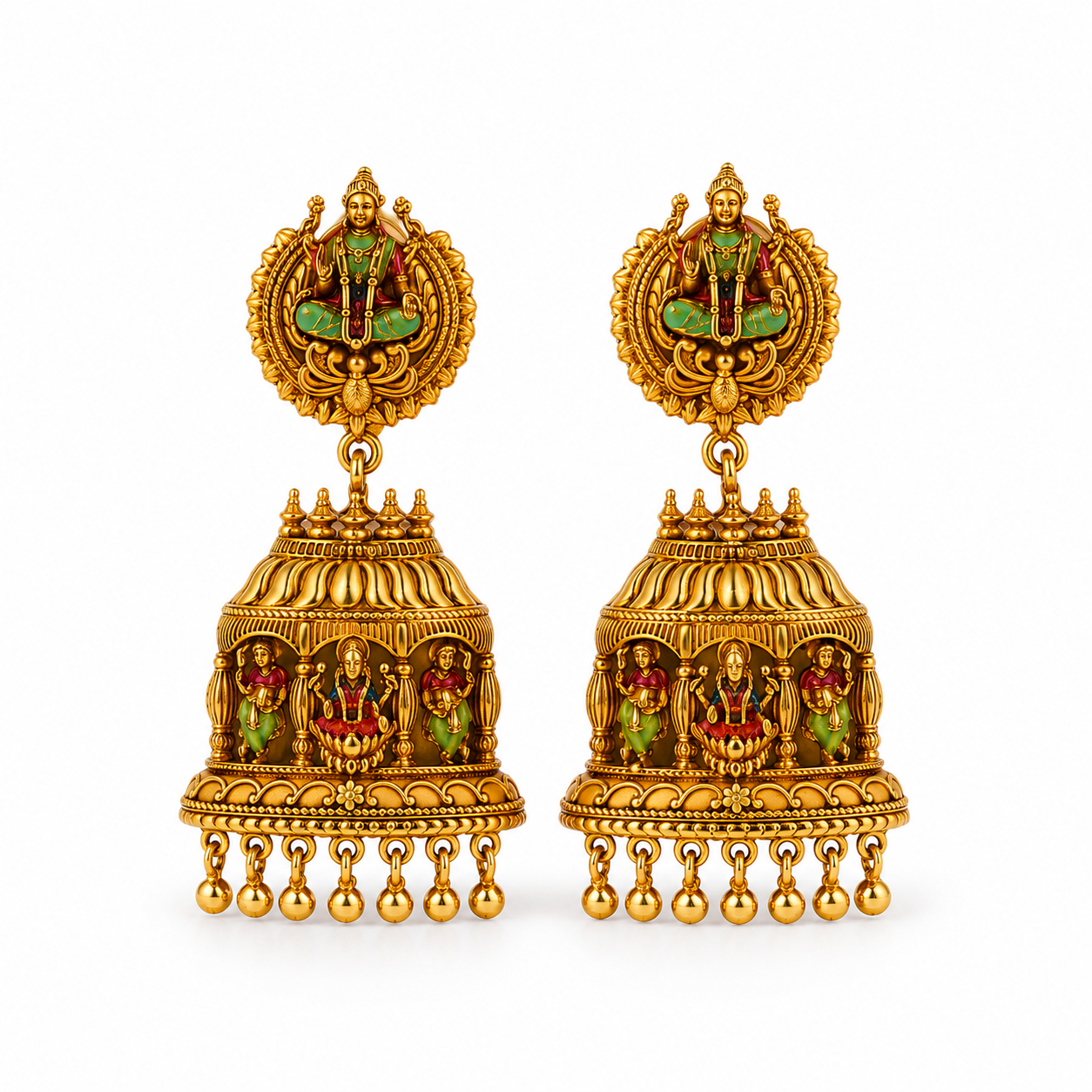 Ashta Lakshmi Halo Heritage Gold-Plated 925 Silver Drops