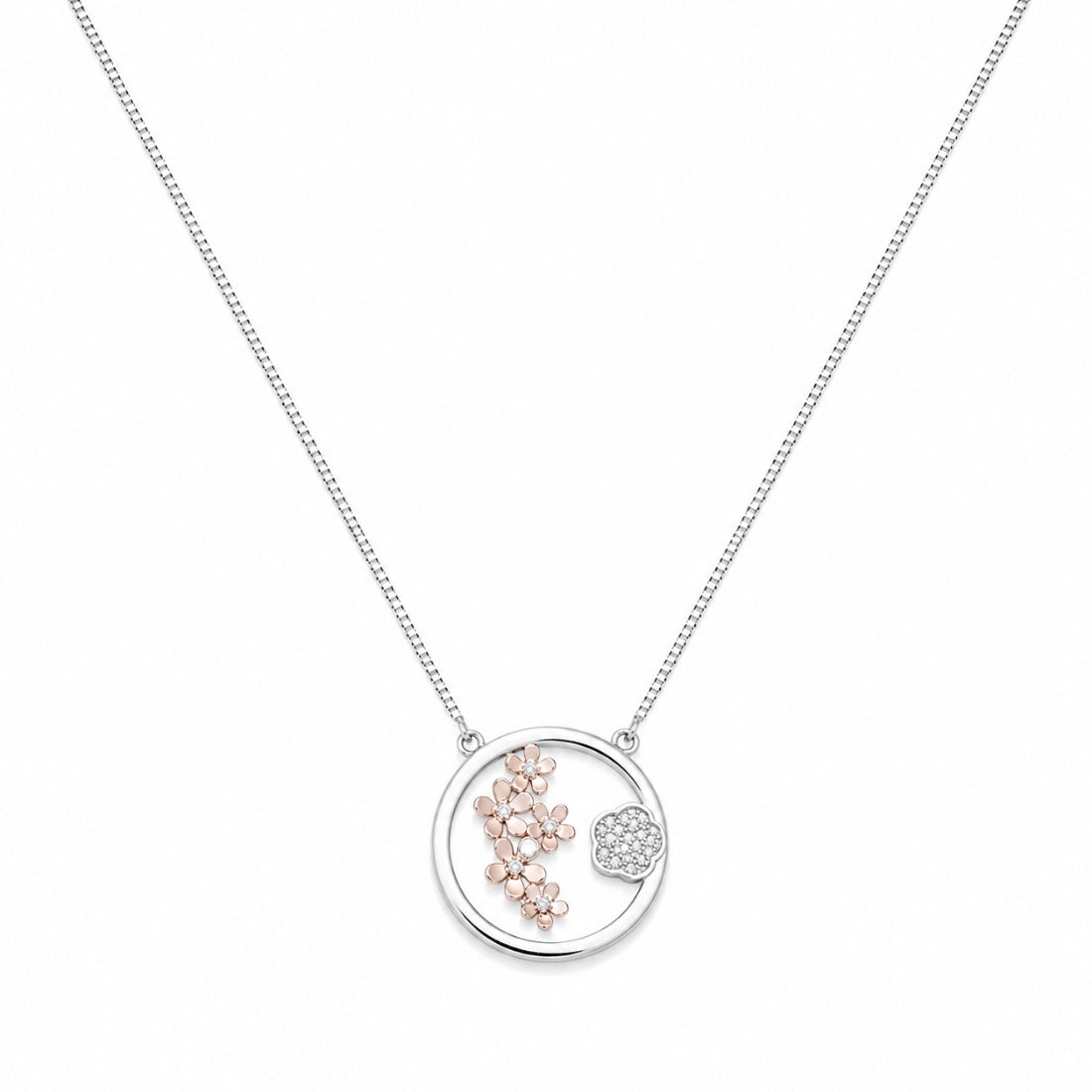 The Sakura Meadow Dual-Tone Circle 925 Silver Chain
