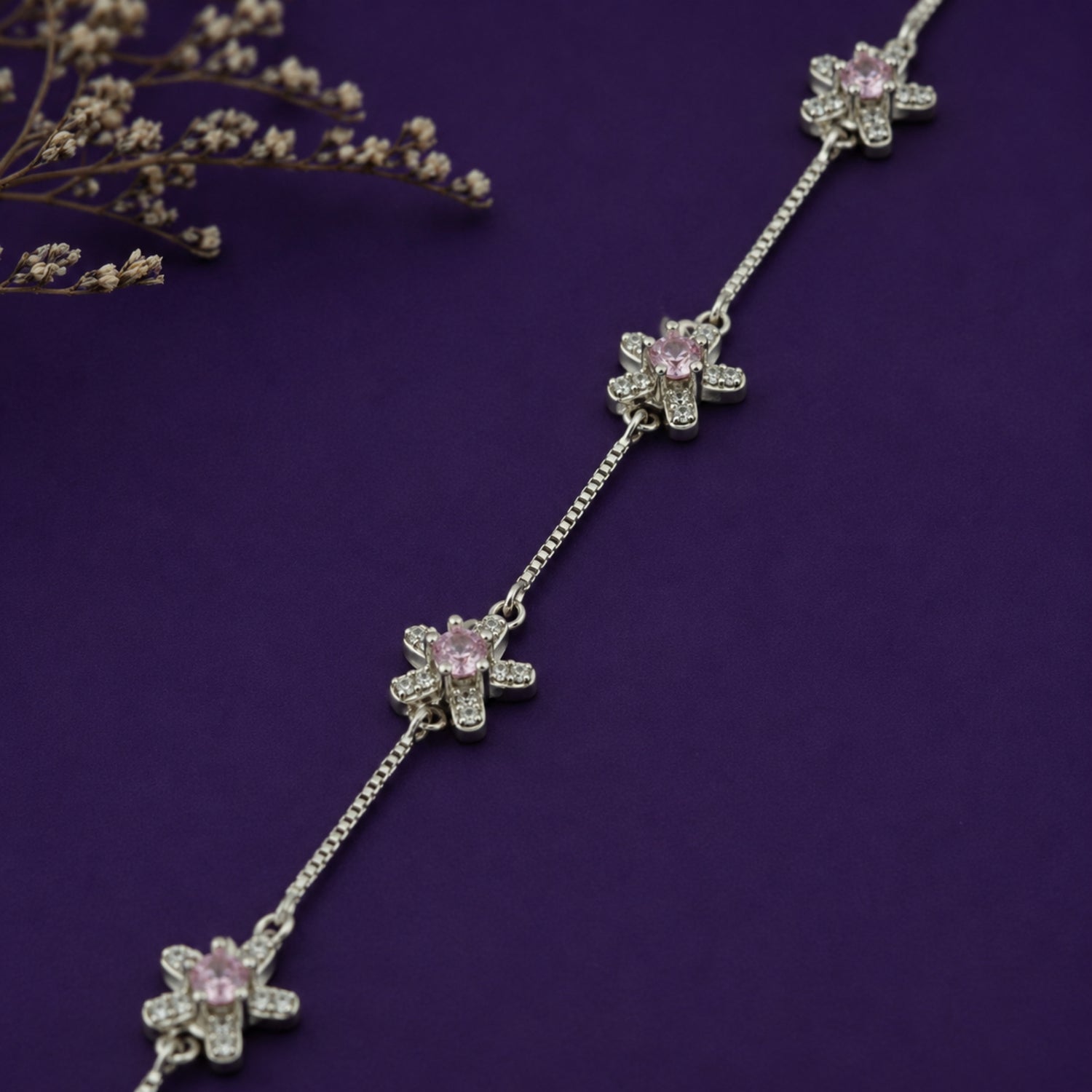 The Winter Jasmine Blossom Station 925 Silver Bracelet