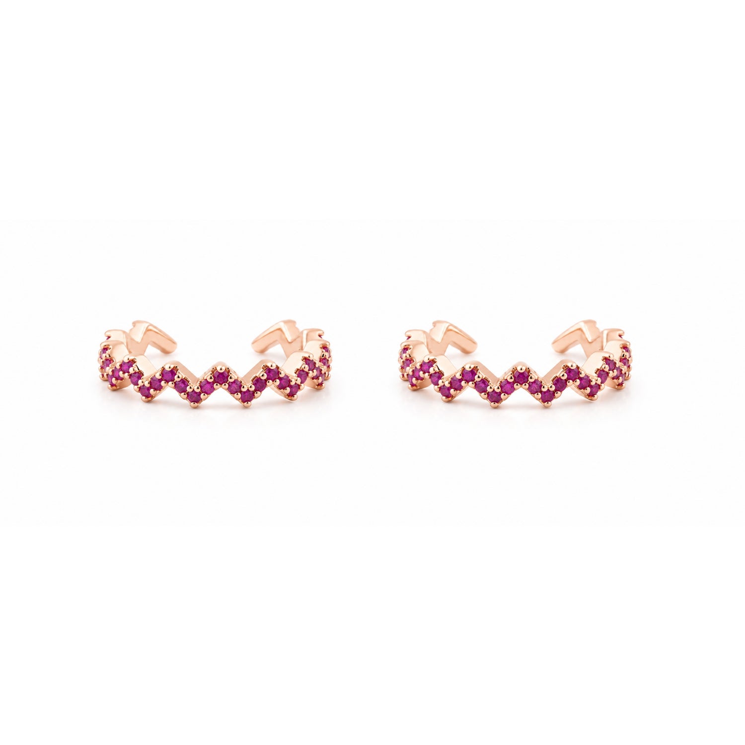 Ruby Zigzag Adjustable Rose Gold Toe Rings