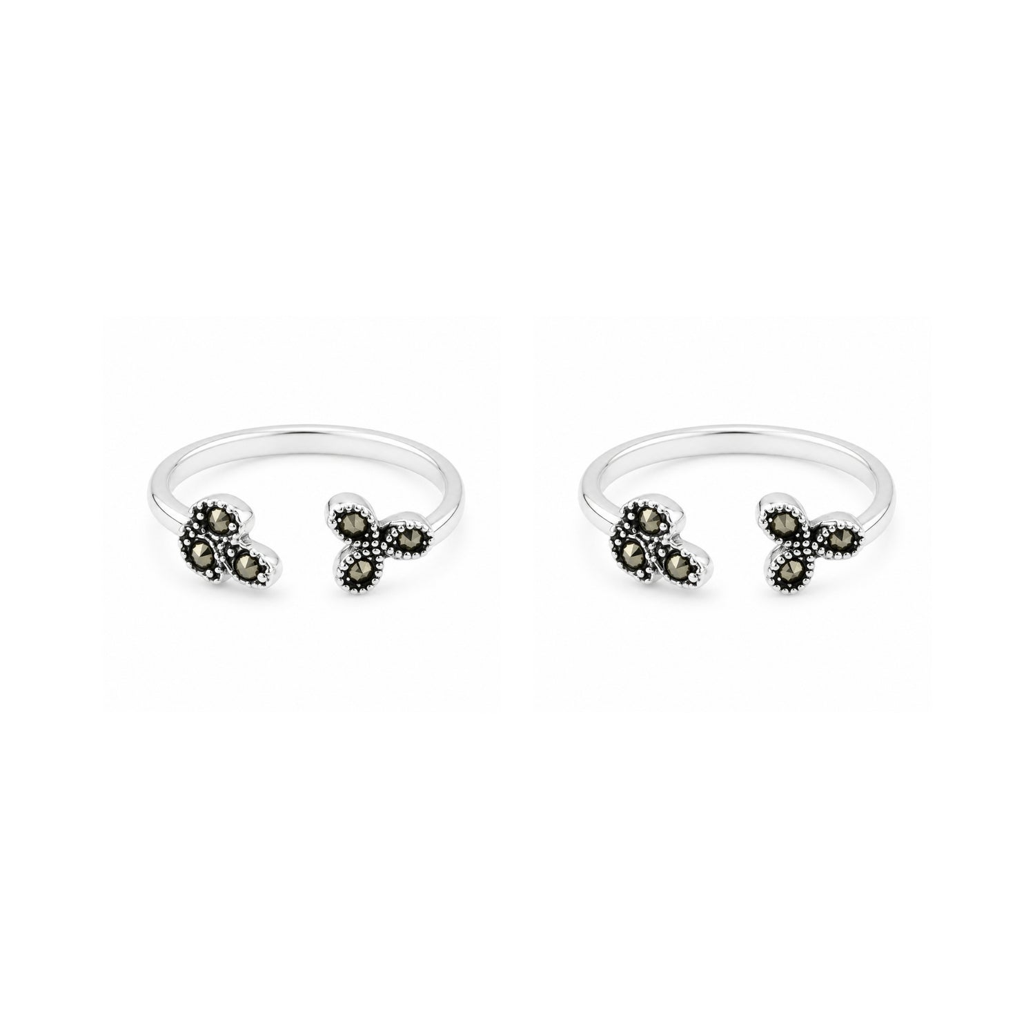 Vintage Marcasite Adjustable 925 Silver Toe Rings