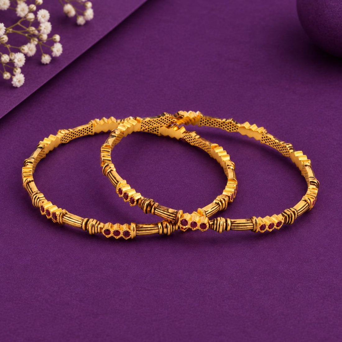 The Avani Ruby-Link 925 Silver Gold Plated Bangles