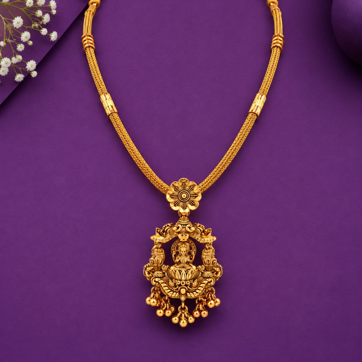 The Soundarya Lakshmi Nakkasi 925 Gold Plated Silver Necklace