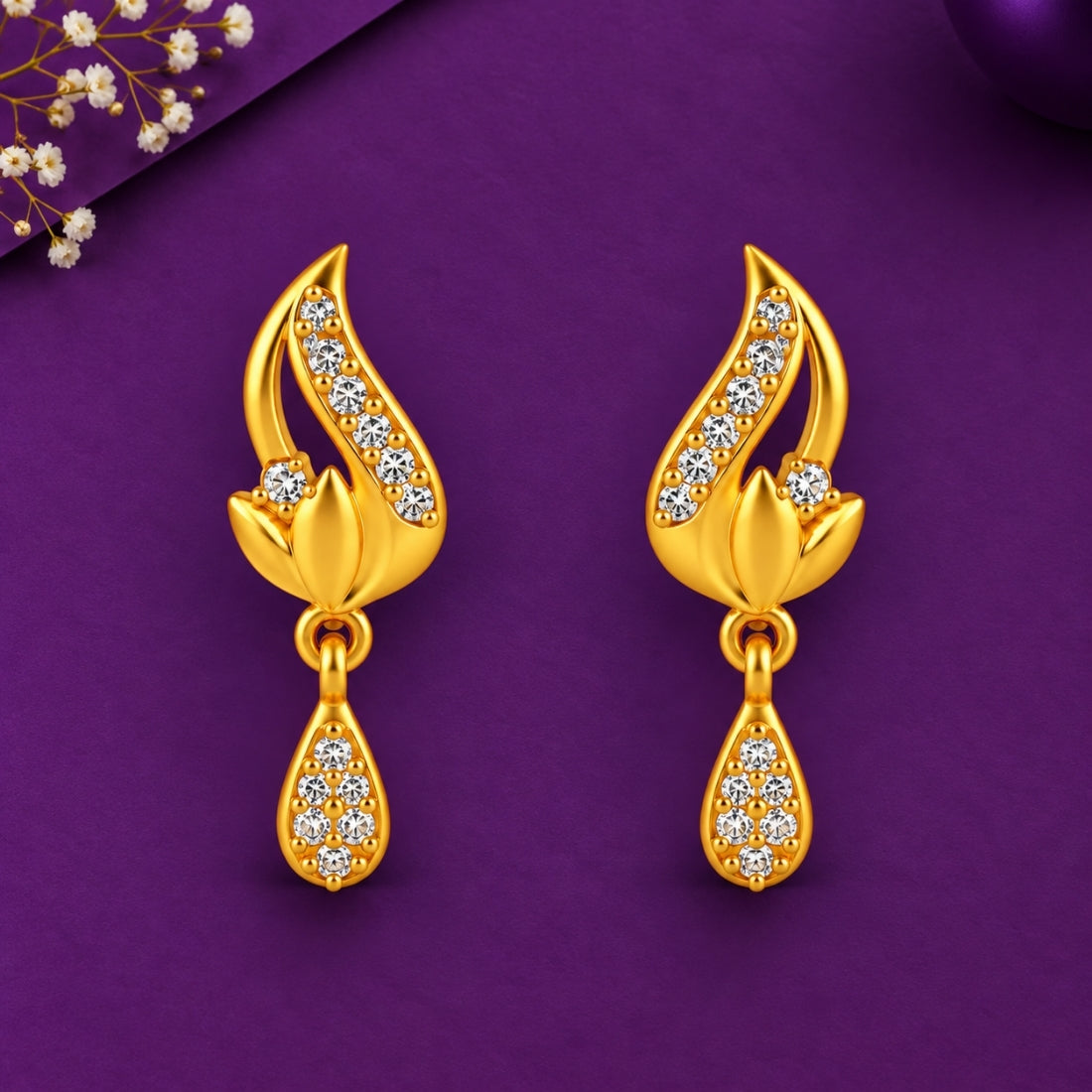 Mayura Flame 925 Sterling Silver Crystal Teardrop Dangle Earrings